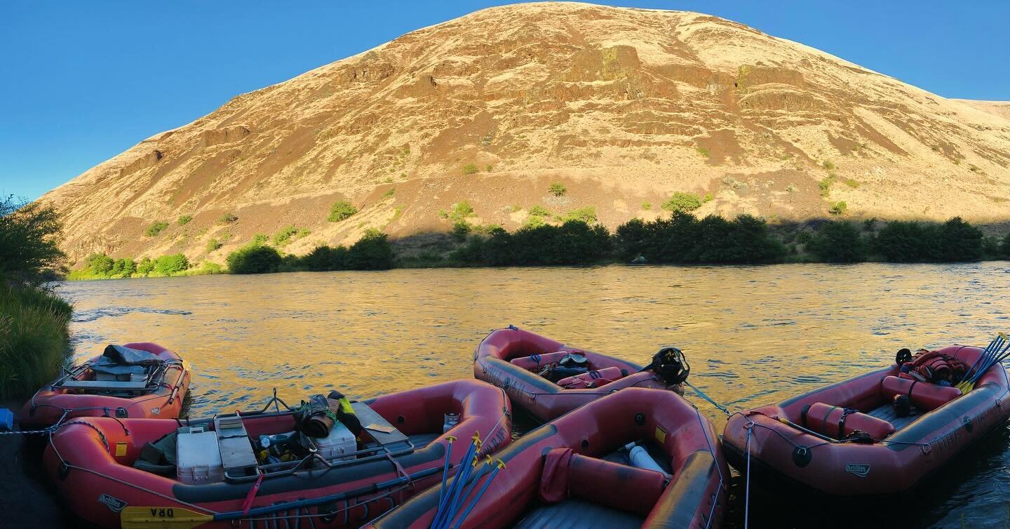 Just a few overnight rafts waiting for their rowers in the early morning light. Book your rentals early, Memorial Day through August fills up! 1-800-RAFTING.