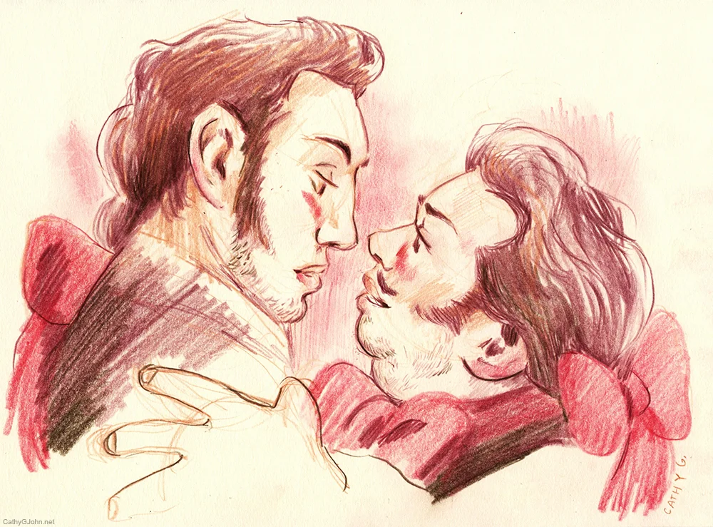 November 23, 2017 - Colored pencil sketch of LeFou + dance partner from the live action Beauty & the Beast .