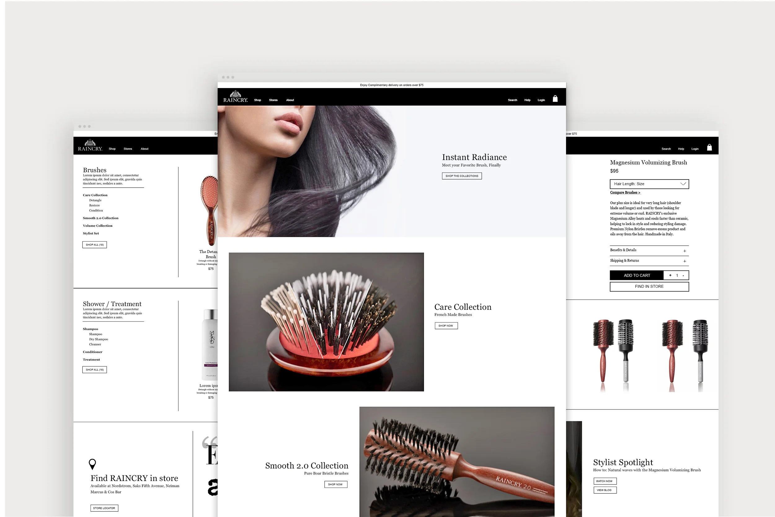 Proposal to prioritize the redesign and build of high trafficked e-commerce pages and elements in client flow: Homepage, Shopping Grid, Product Detail page, Navigation & Footer