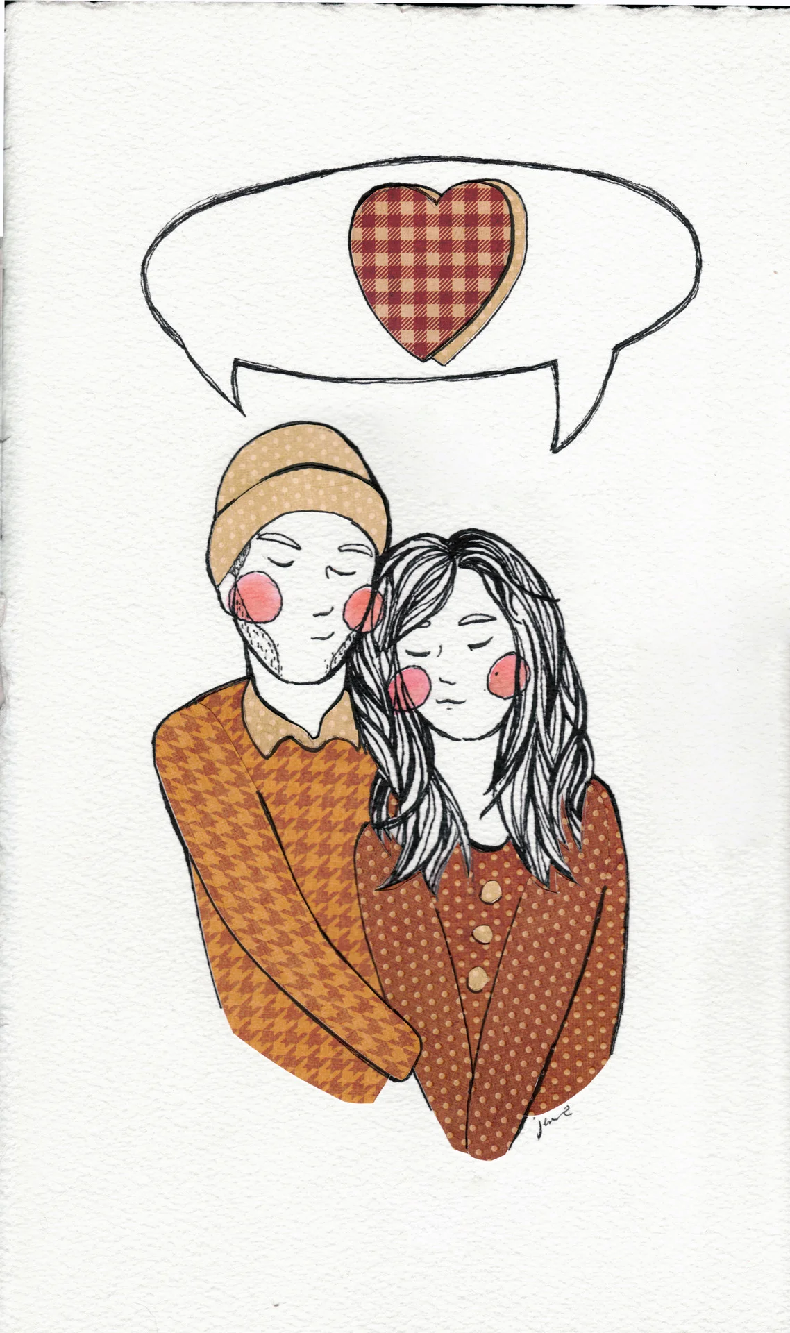 "plaid" card stock, watercolor, ink, 2012