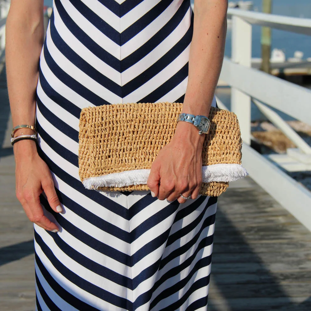 SUSANA MONACO MAE STRIPED DRESS | $286 HAT ATTACK CLUTCH| $94