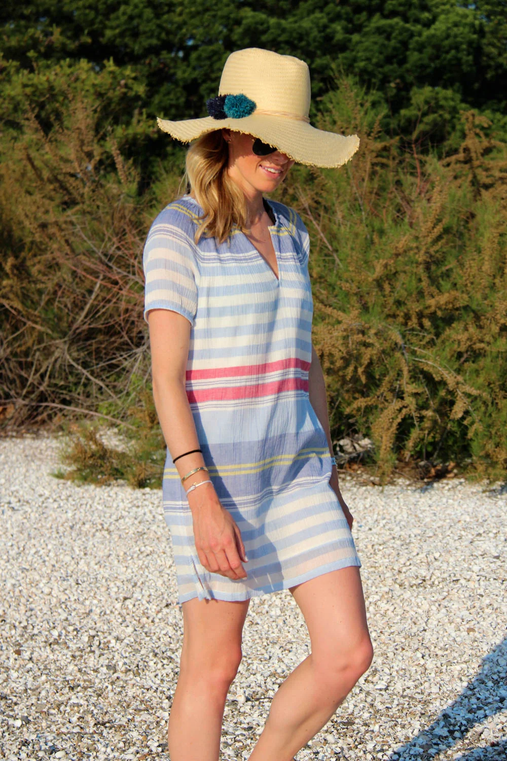 SOFT JOIE JEANA DRESS | $198 HAT ATTACK BRAIDED POM POM HAT | $105