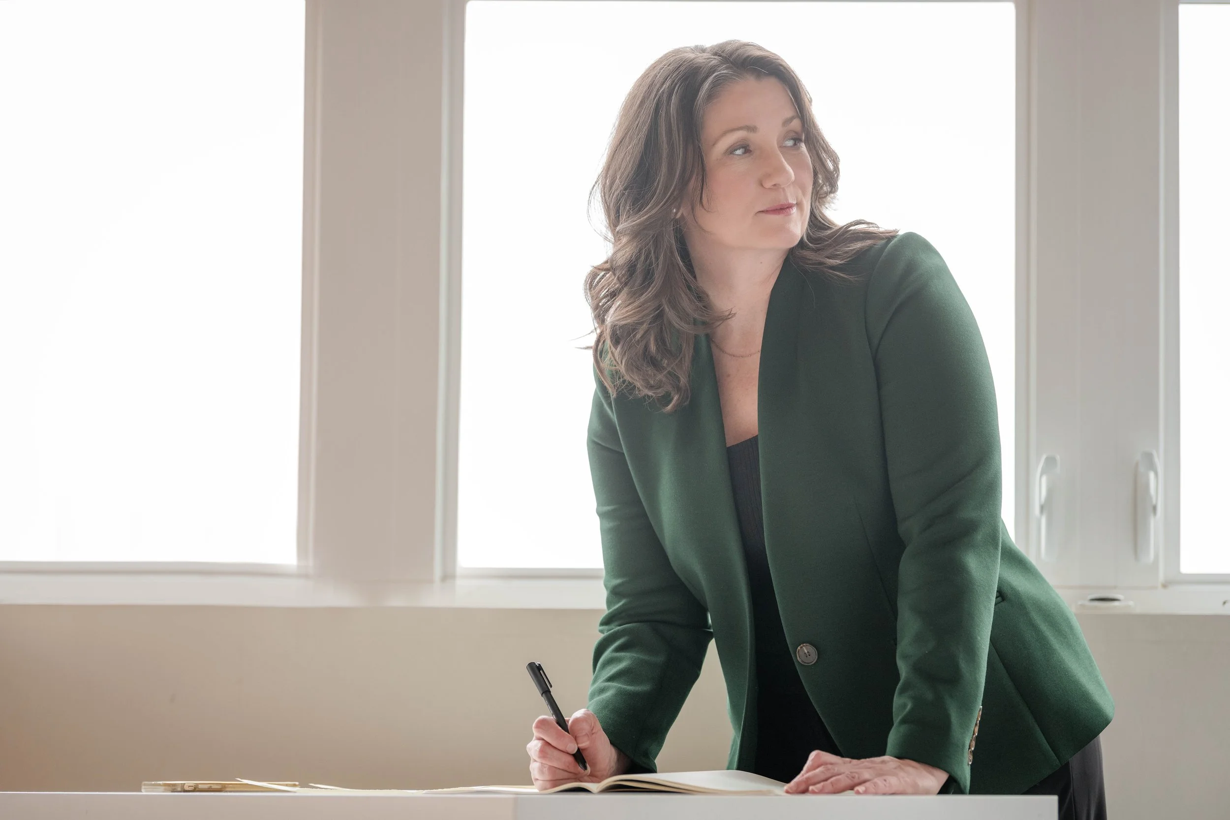 Corporate lifestyle. I love this green blazer!  Jennifer Alyse Photographer 2024