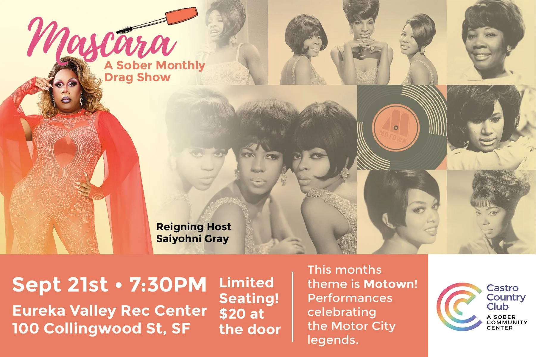    Mascara, the monthly sober drag show pays tribute to the Motown Divas 