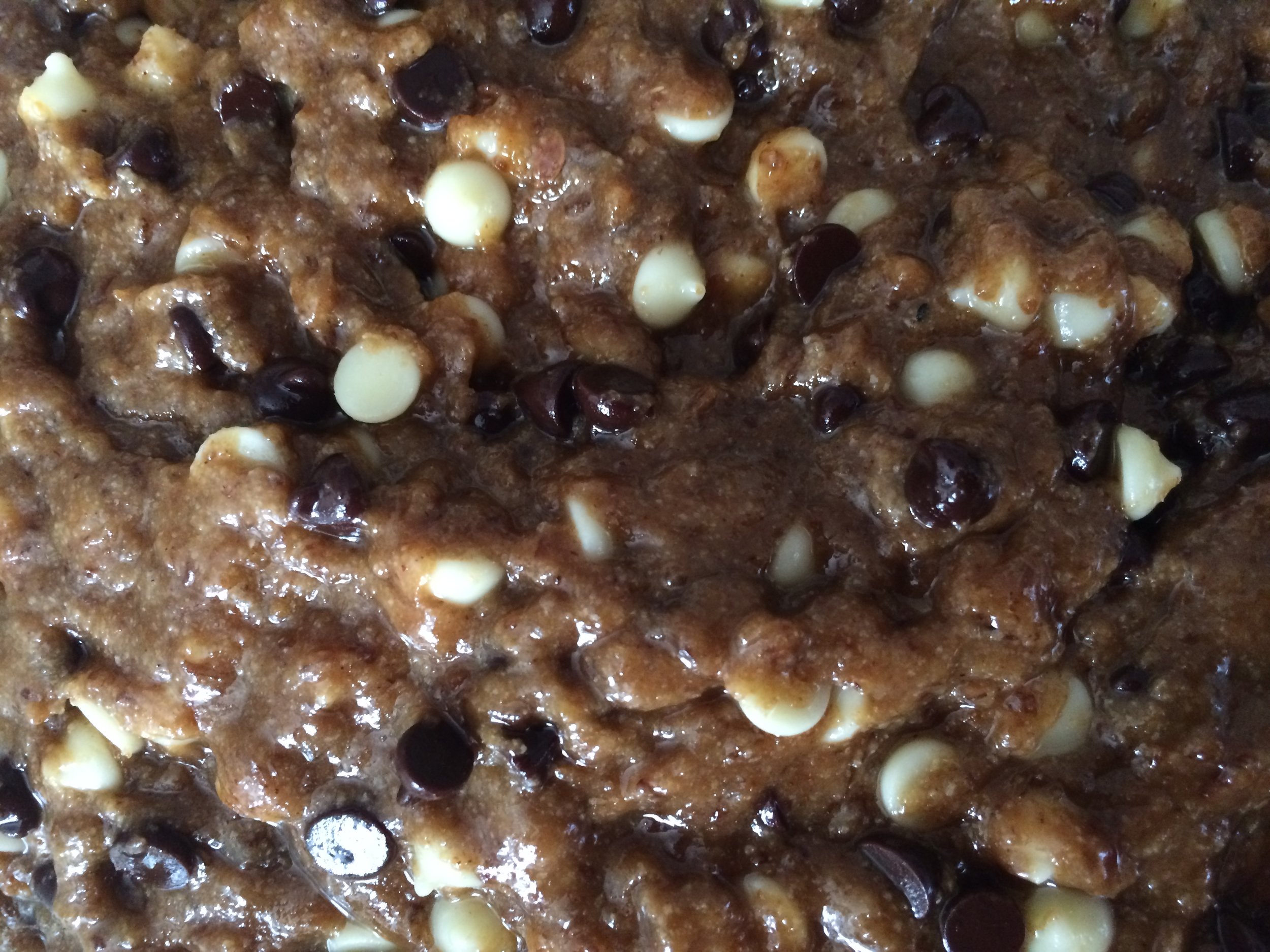 Oooey gooey....no eggs in the batter so....a couple of finger fulls won't hurt! 