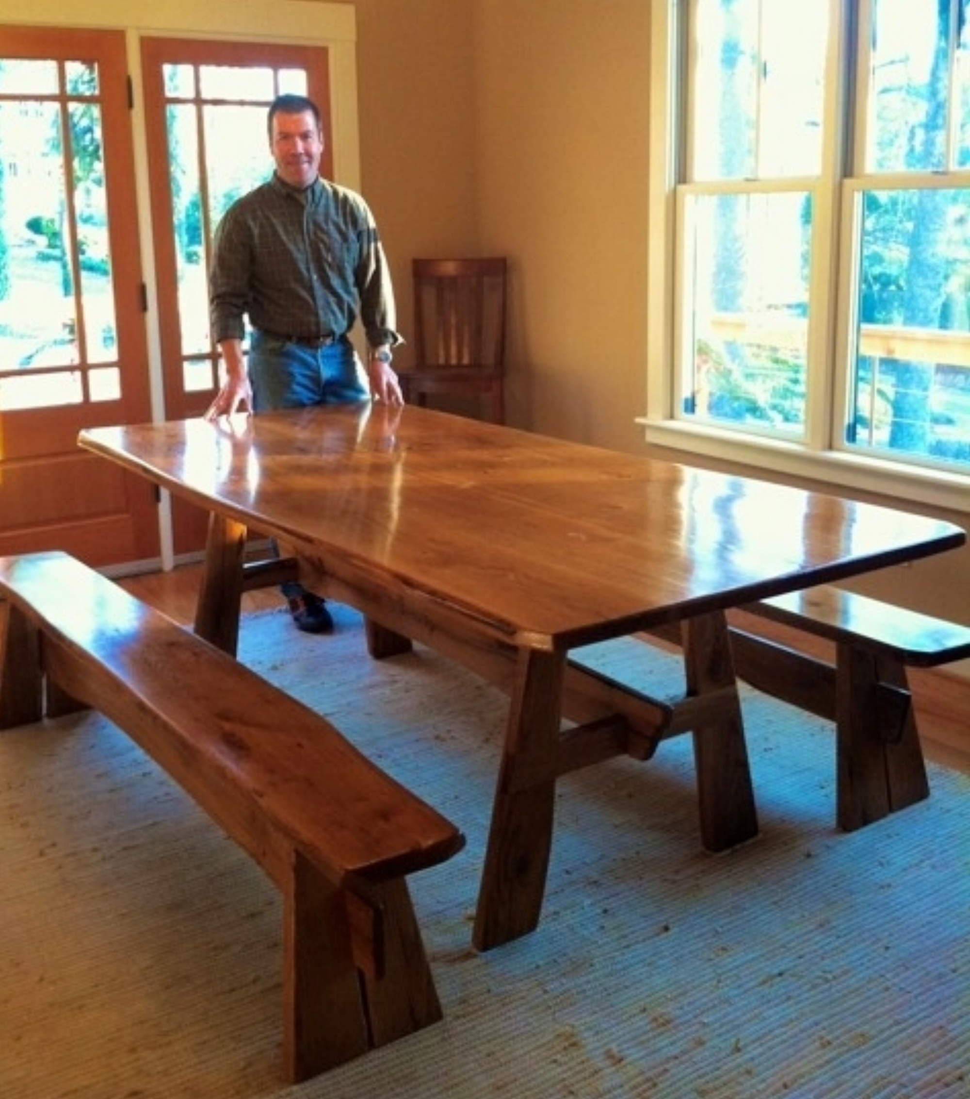 Trestle Table with Benches
