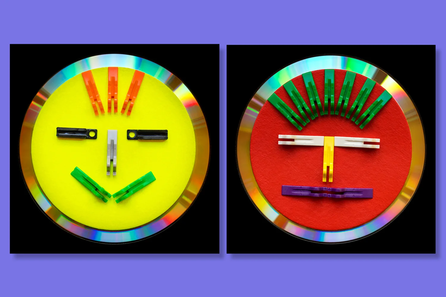 l to r: Key Lime, Hot Tomato, mixed media fruitface emojibots , 6"x 6"