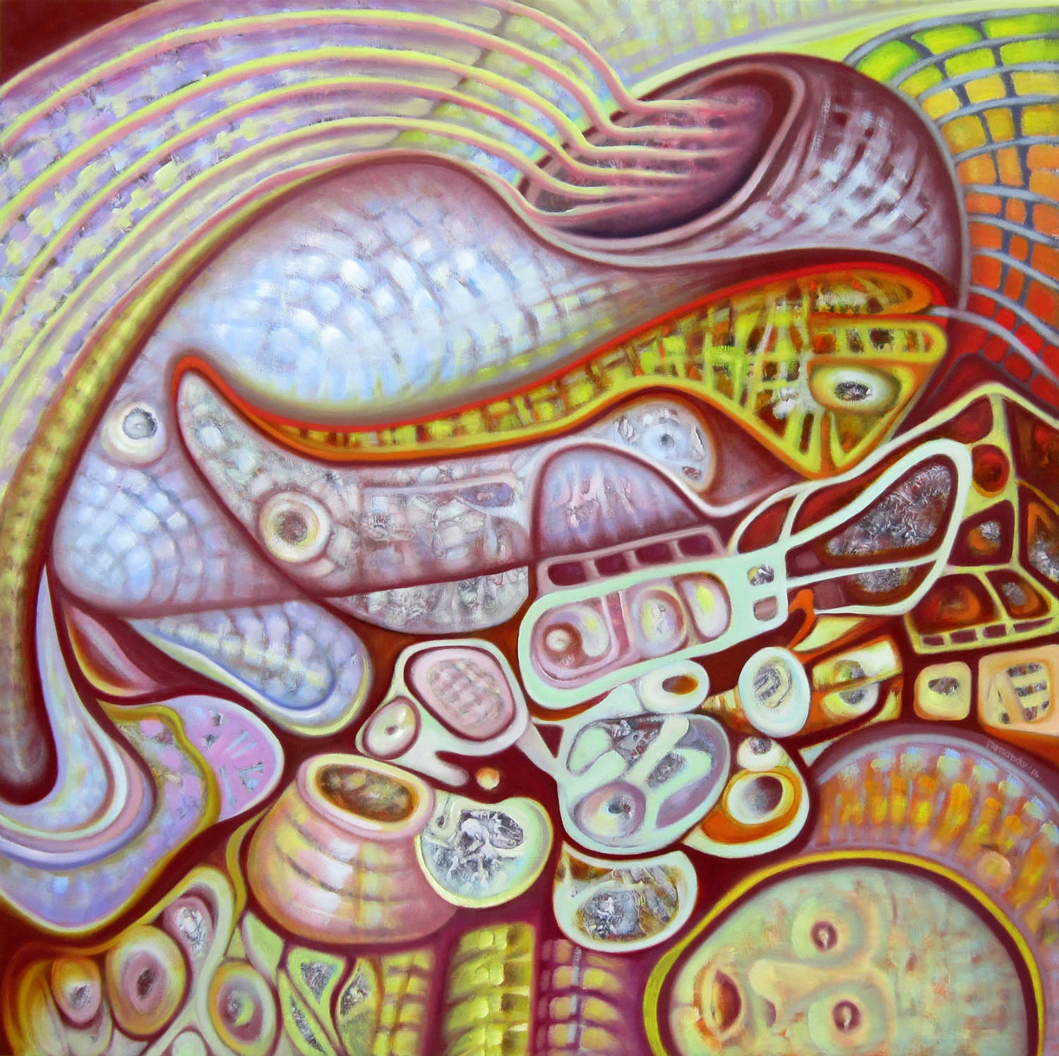 Catawampus, oil & graphite on panel, 36" x 36"