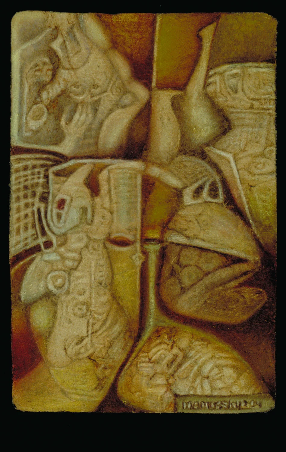 armour, color pencil & water crayon on amate, 6" x 4"