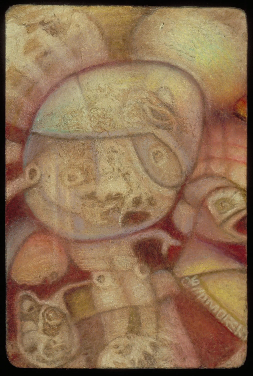 homunculus, color pencil on amate, 6" x 4"