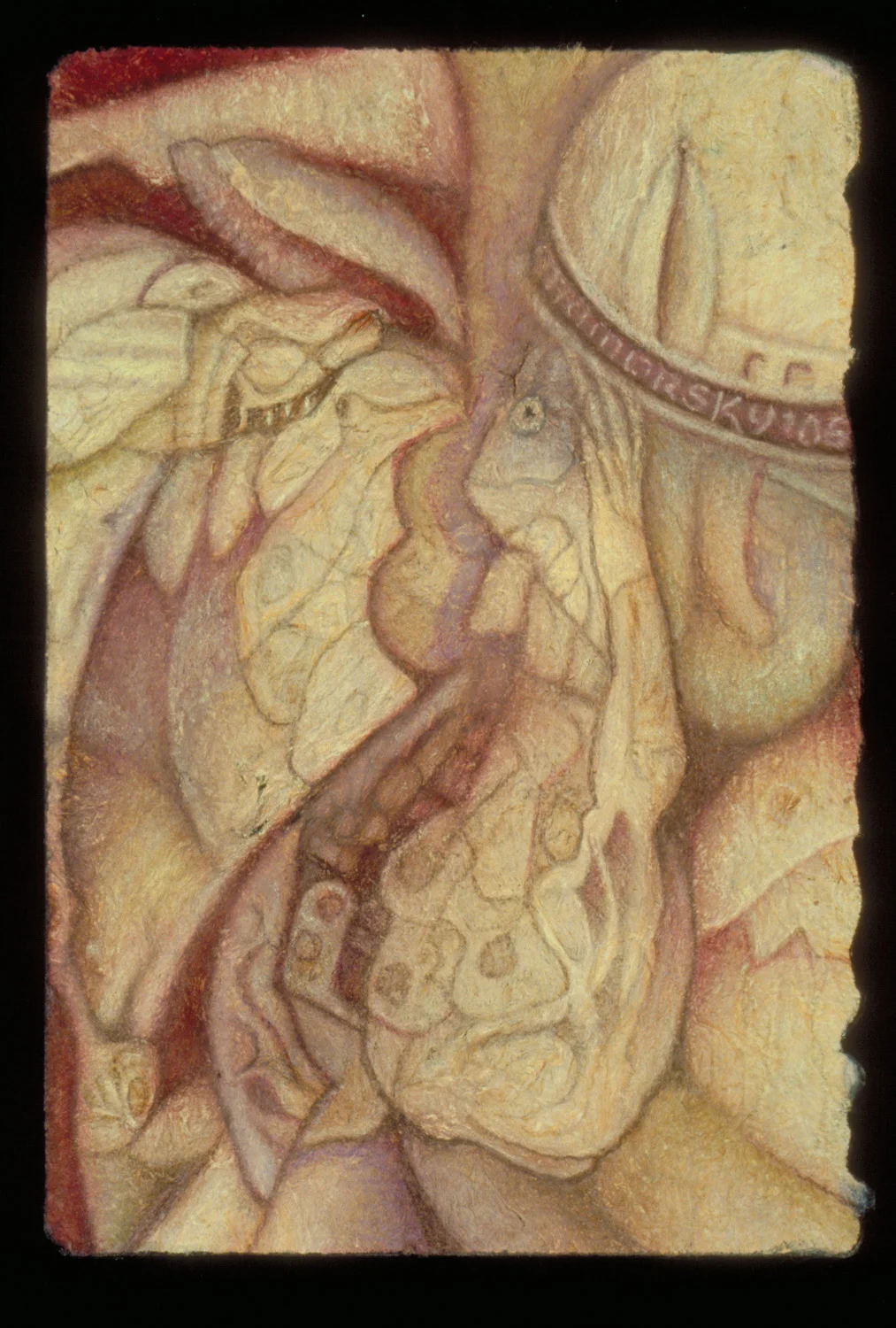 Me and My shadow, color pencil on amate, 6" x 4"