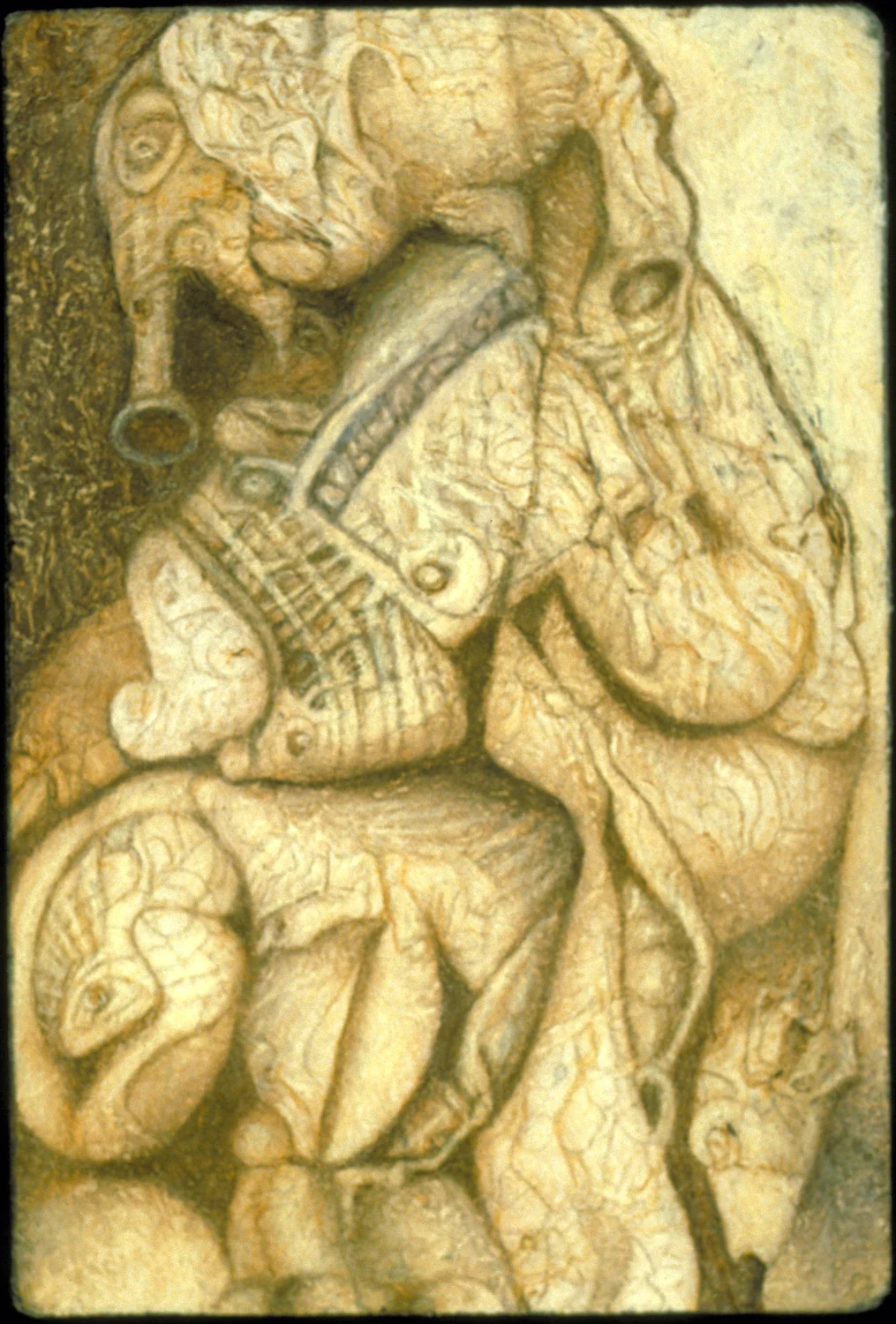 Cirque d' hiver, color pencil on amate, 6" x 4"