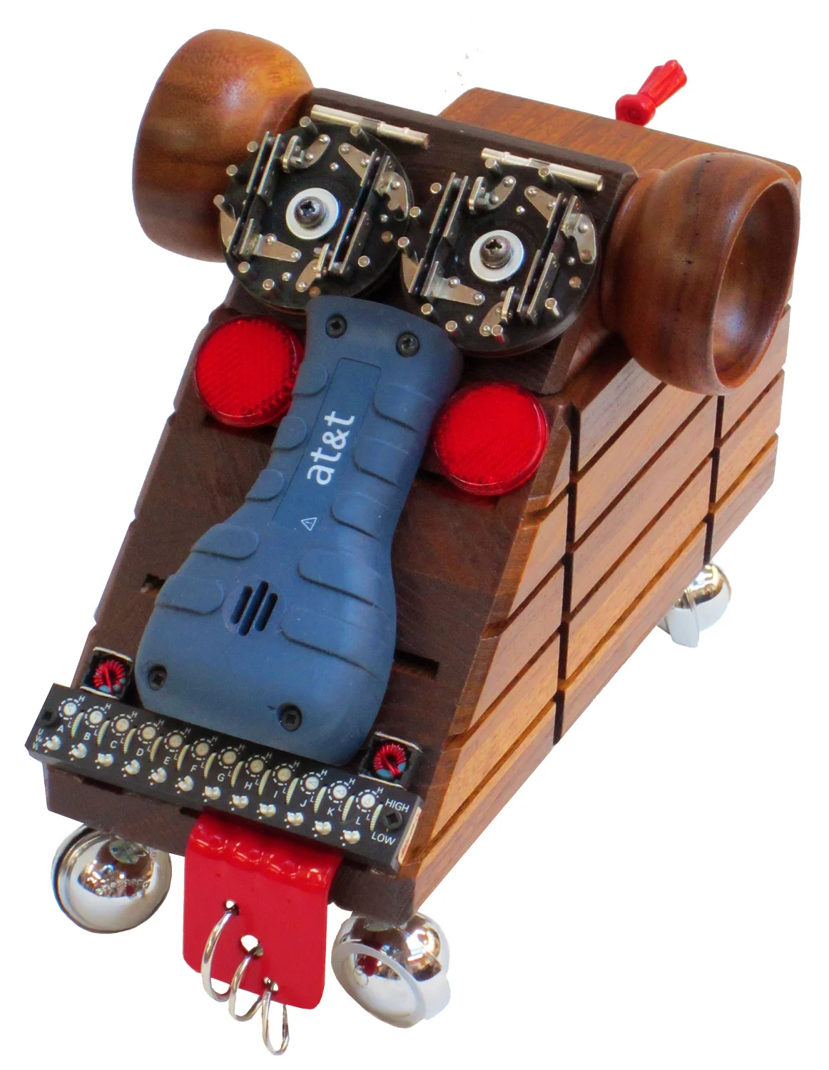 Piercey, reclaimed materials sculpture, 9" x 8" x 15"