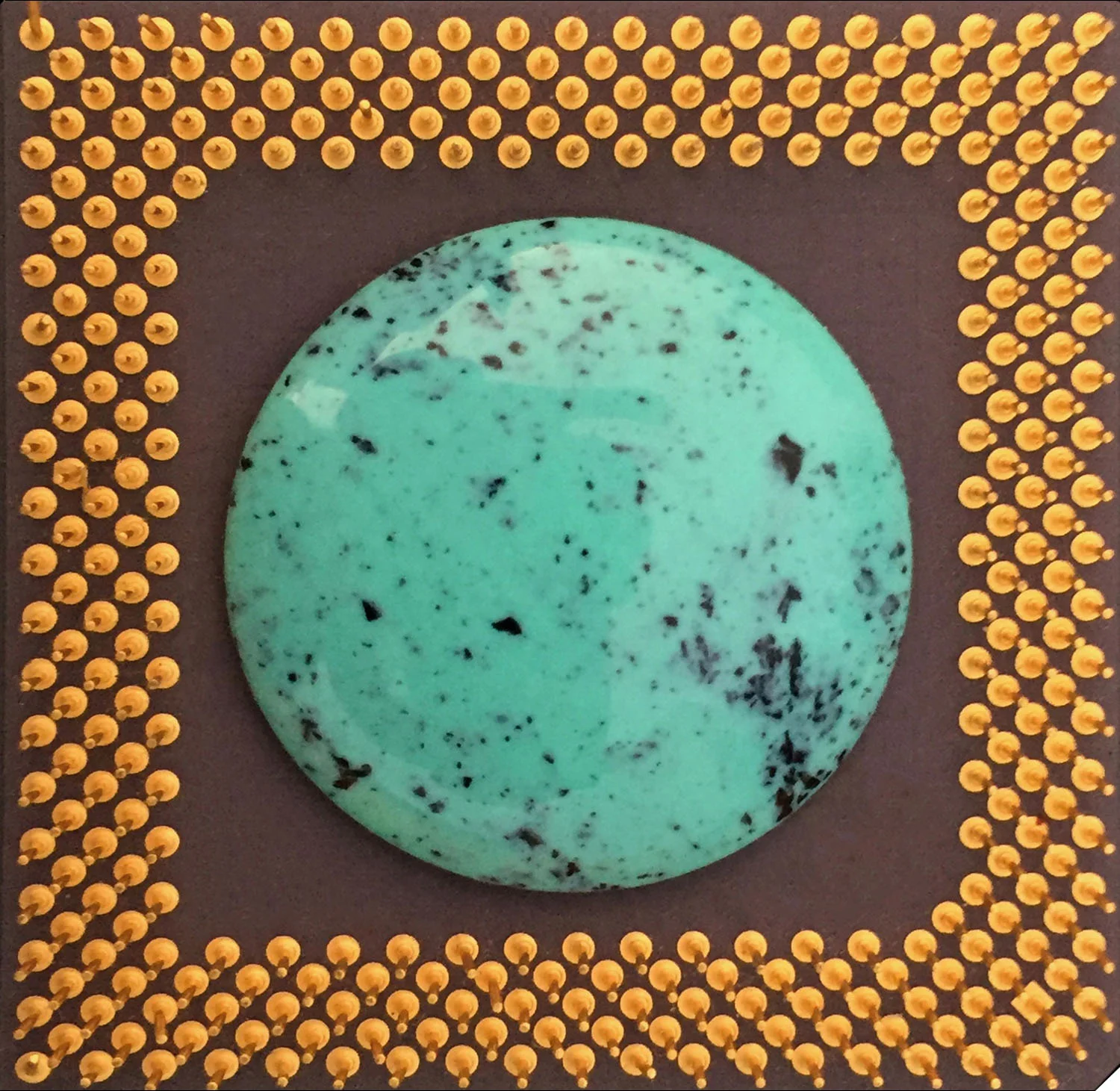 turquoise grey, minibyte pin, 2"x 2"