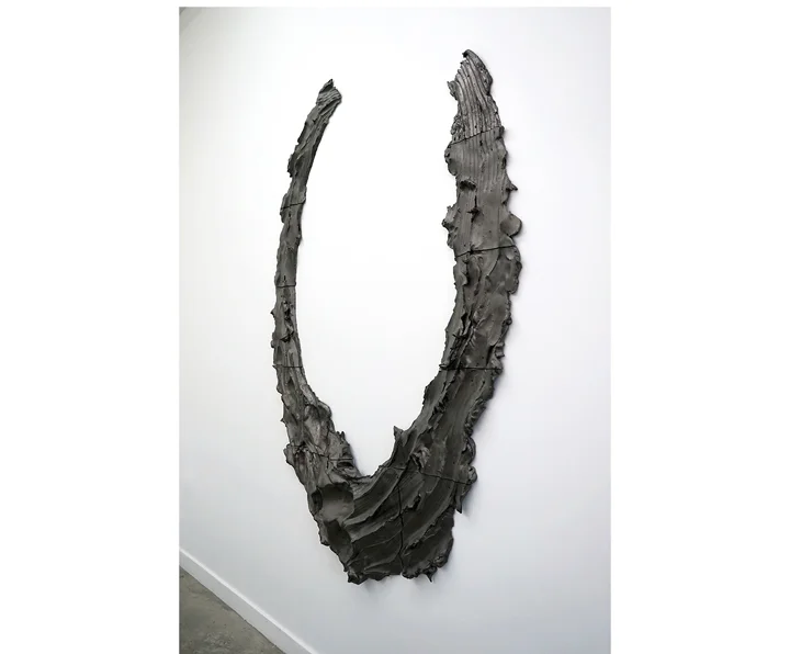 BRIE RUAIS (side view) Drawing of a Vessel , 130lbs, 2016, glazed ceramic, hardware, 70" x 57" x 3"