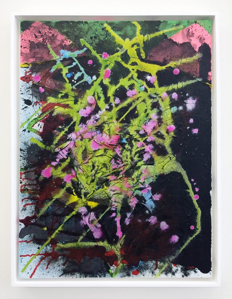   Fireworks , 2014. acrylic and silk on canvas, 24" x 18" 