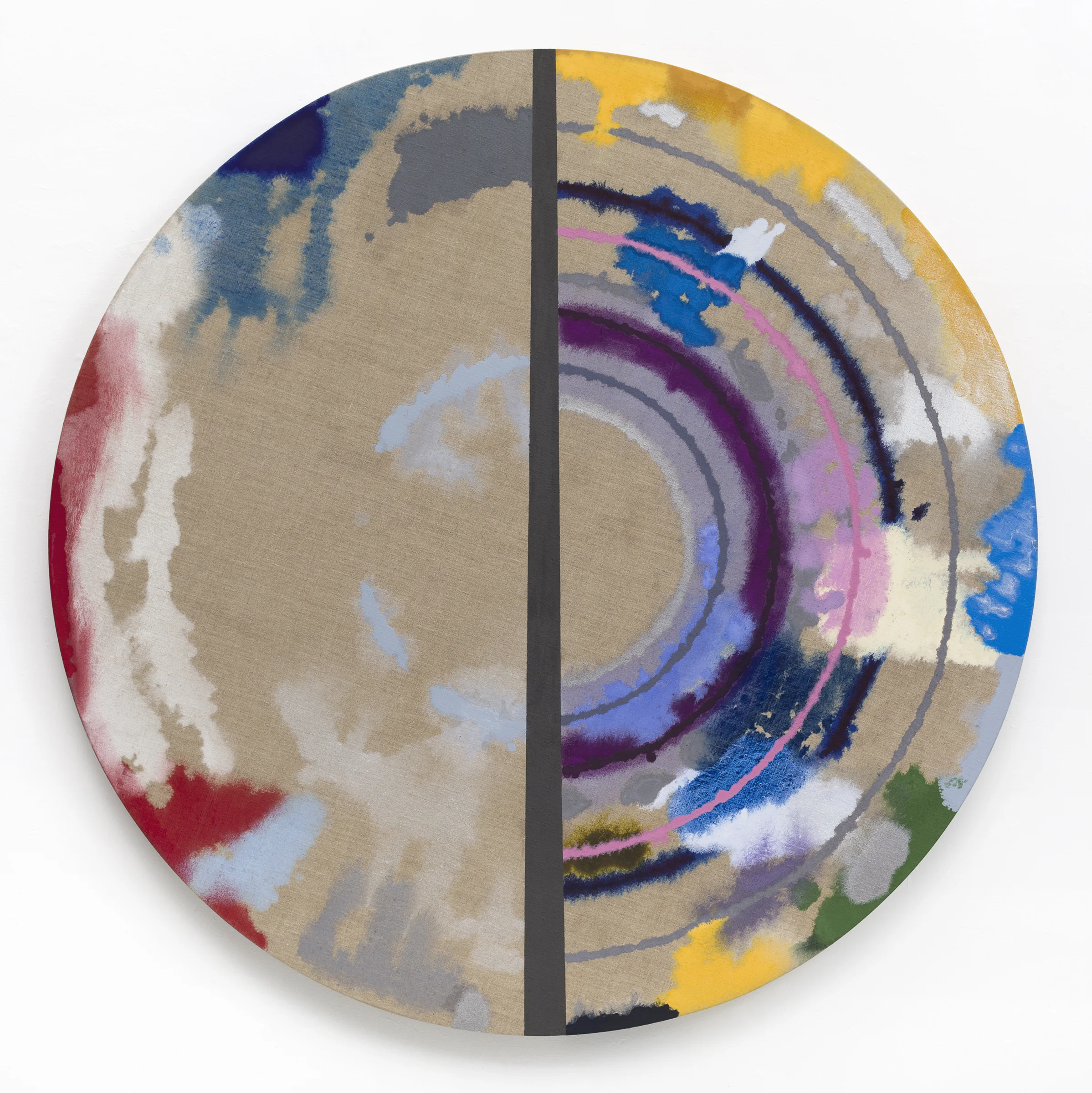 PAMELA JORDEN Cut Target , oil on linen, 52" diameter, 2017