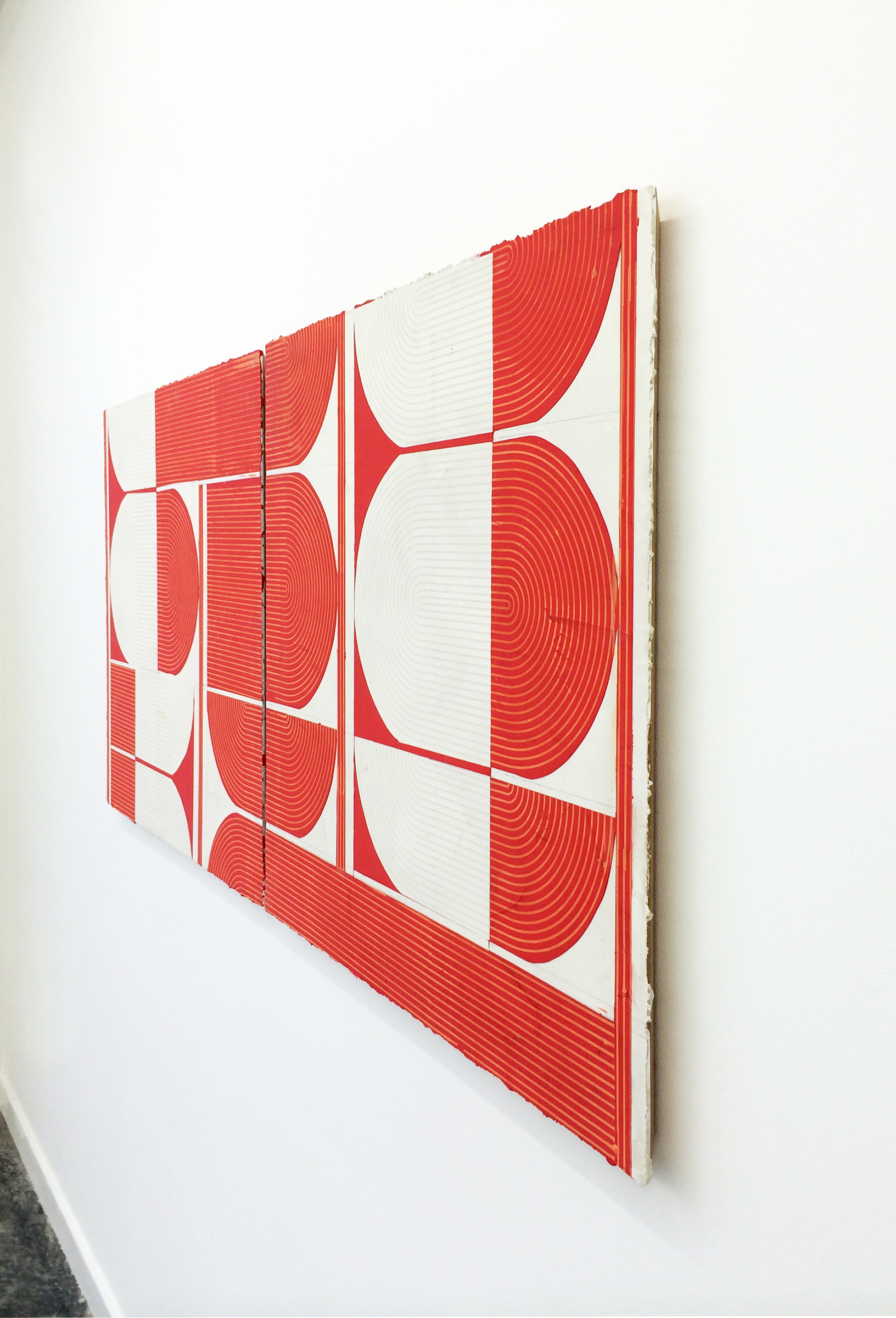 ELISE FERGUSON (profile) Deuce , 2016, pigmented plaster on panel, 30" x 61"