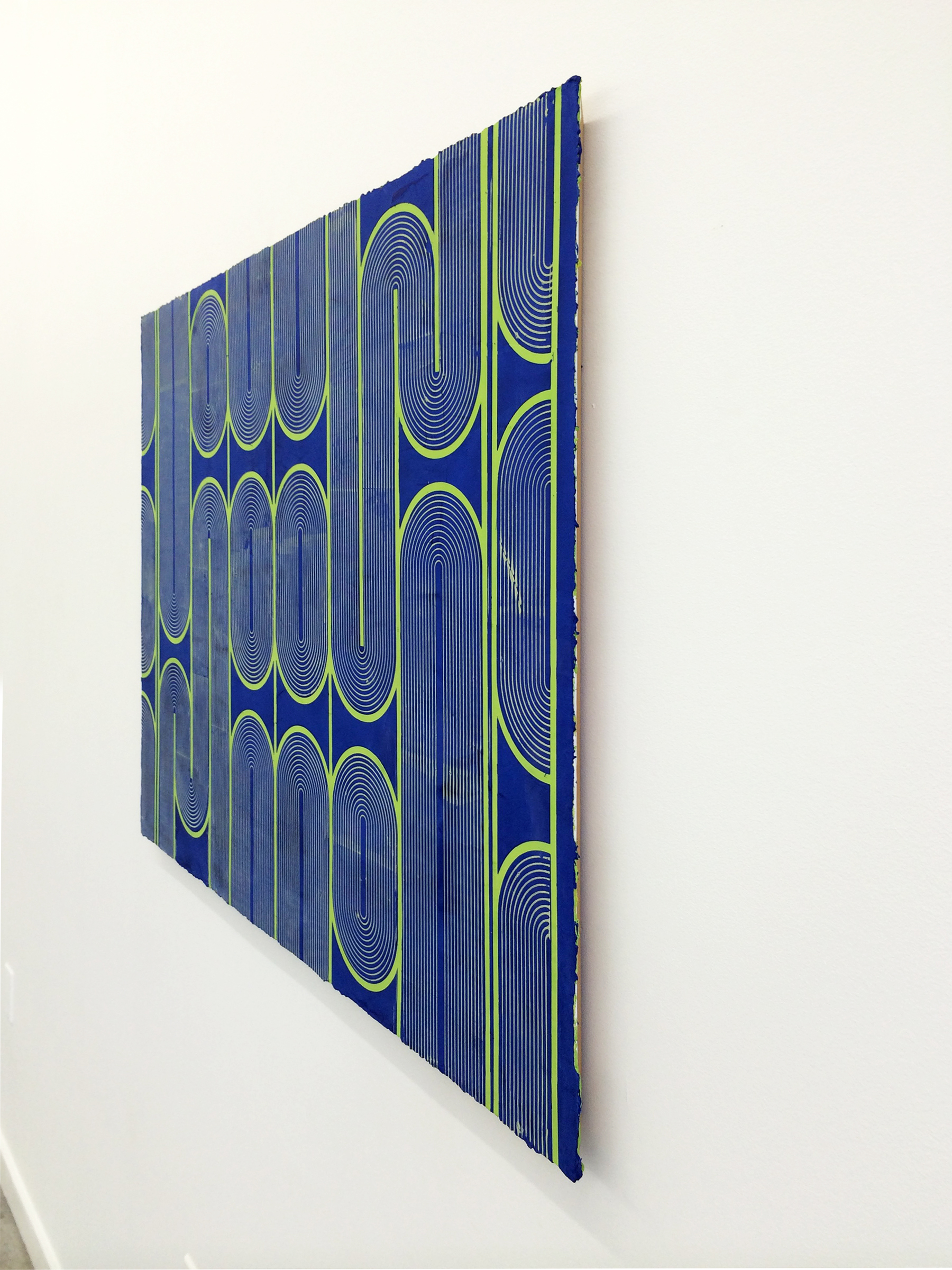   ELISE FERGUSON  (profile) &nbsp;Vinyl Gate , 2016, pigmented plaster on panel, 30" x 40" 