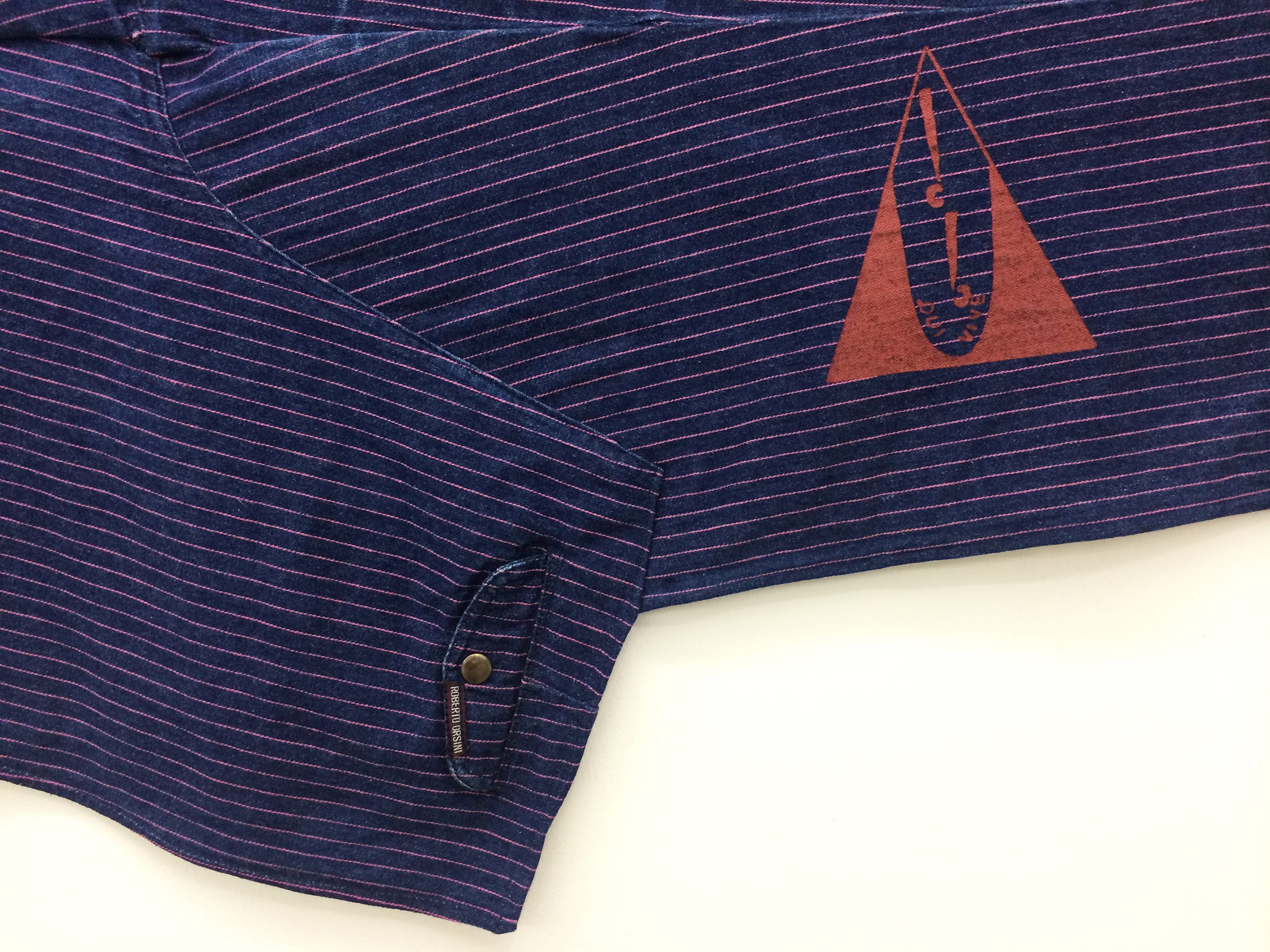 AMANDA CURRERI (detail) Qui Vive (Be Alert) , 2016, denim, vintage garment, acrylic, thread, 30" x 60"