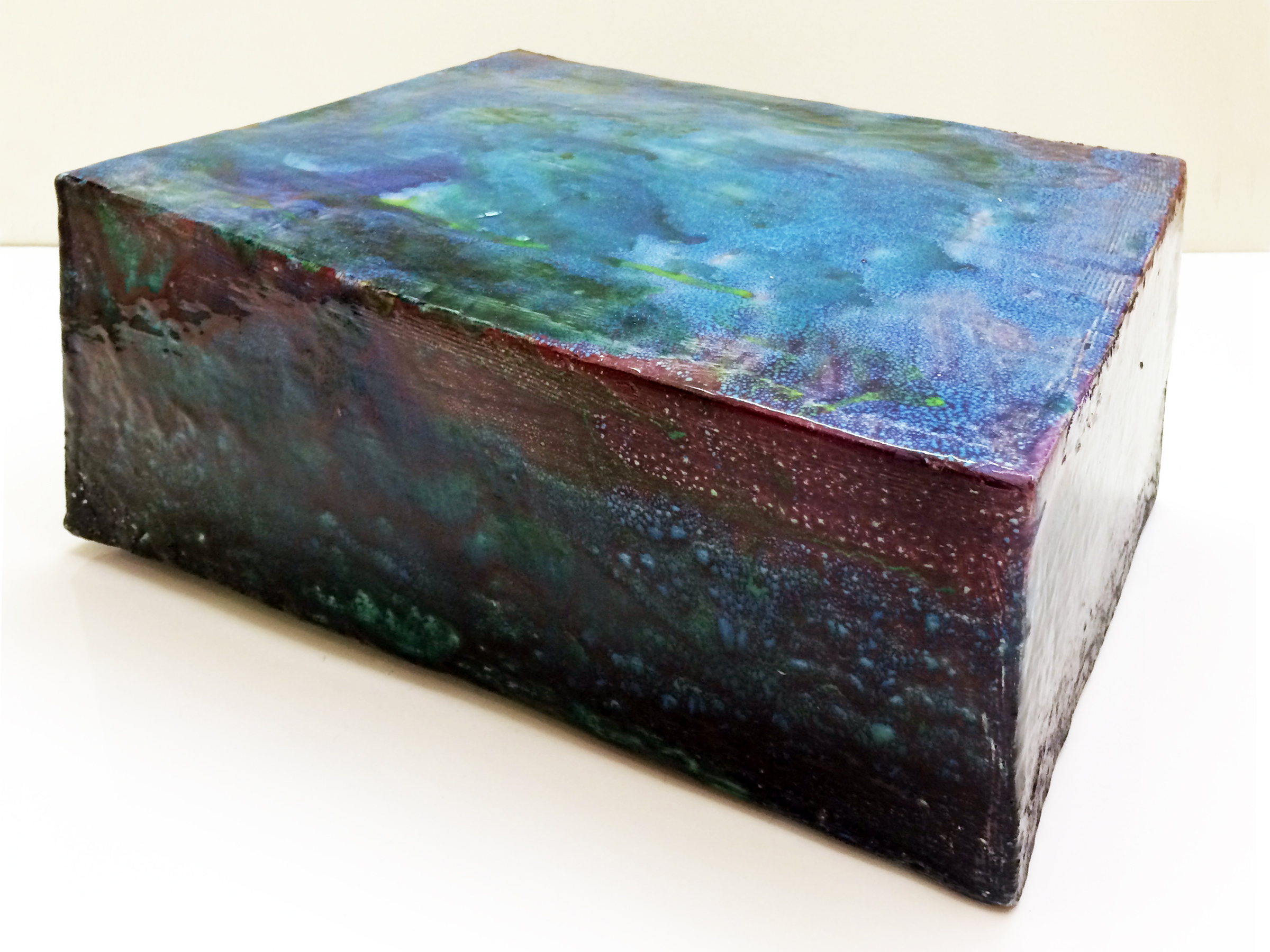   ERIK SCOLLON   Fucking Box,&nbsp; 2016, Stoneware, underglaze and glaze (4 firings), 8" x 19" x 14" 