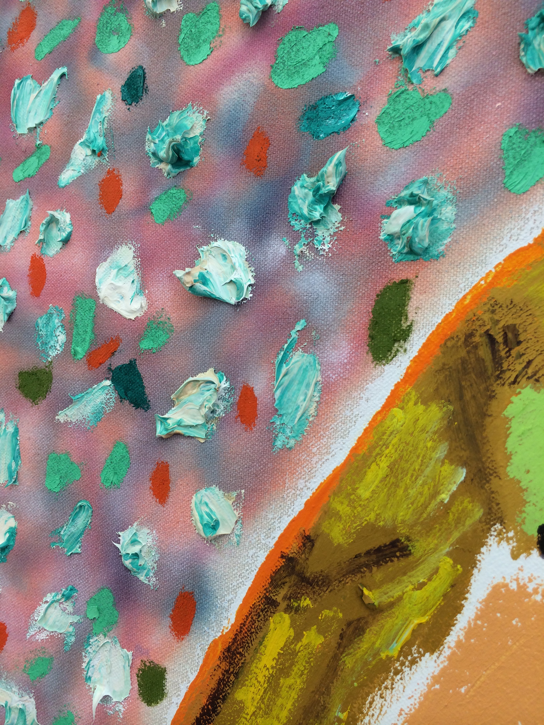 SHARA HUGHES (detail) Hook Lake , 2015, oil, acrylic, chalk and airbrush on canvas, 60" x 47.5"