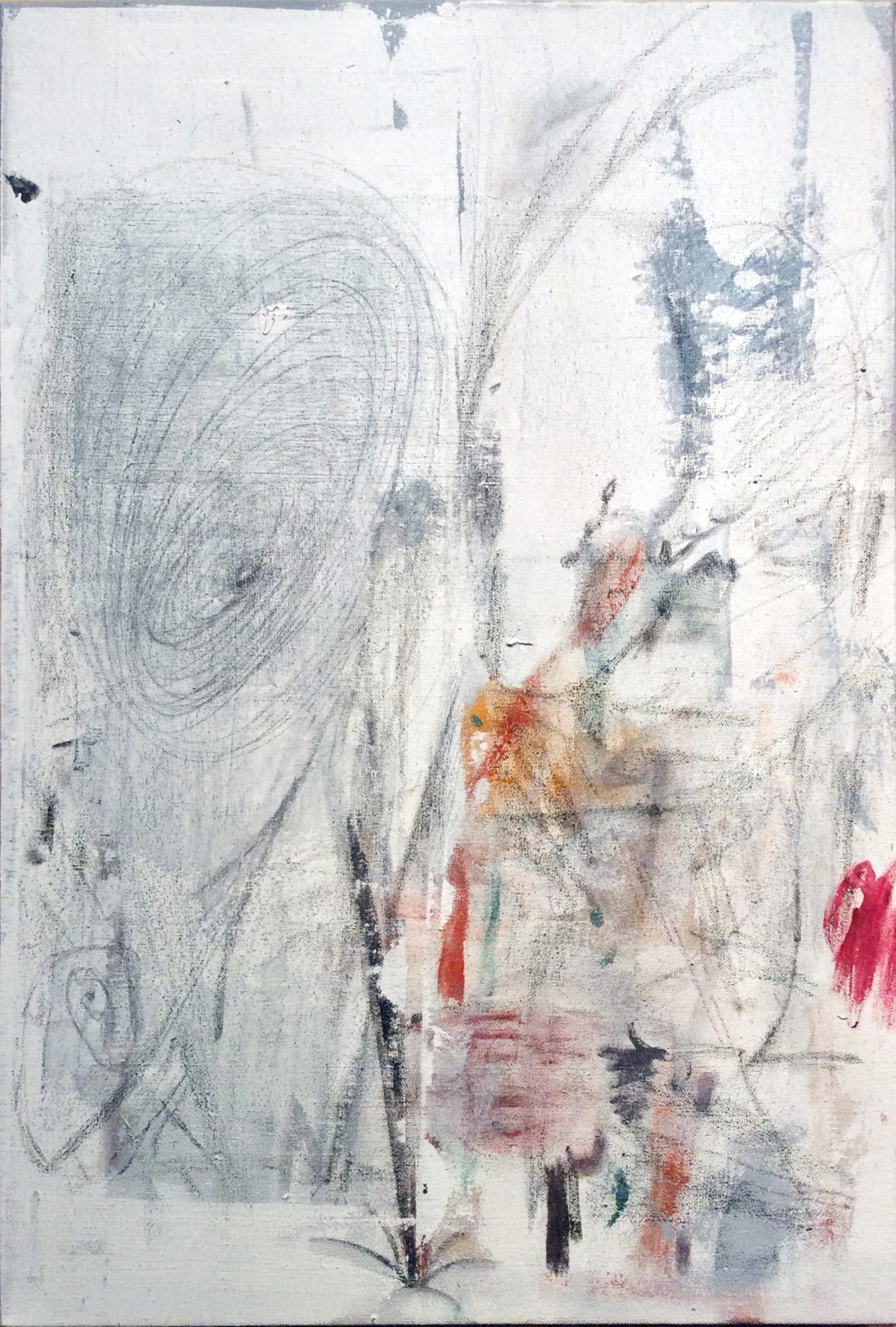TED GAHL Mosquito , 2015, oil, acrylic, graphite and colord pencil on canvas, 36" x 24"
