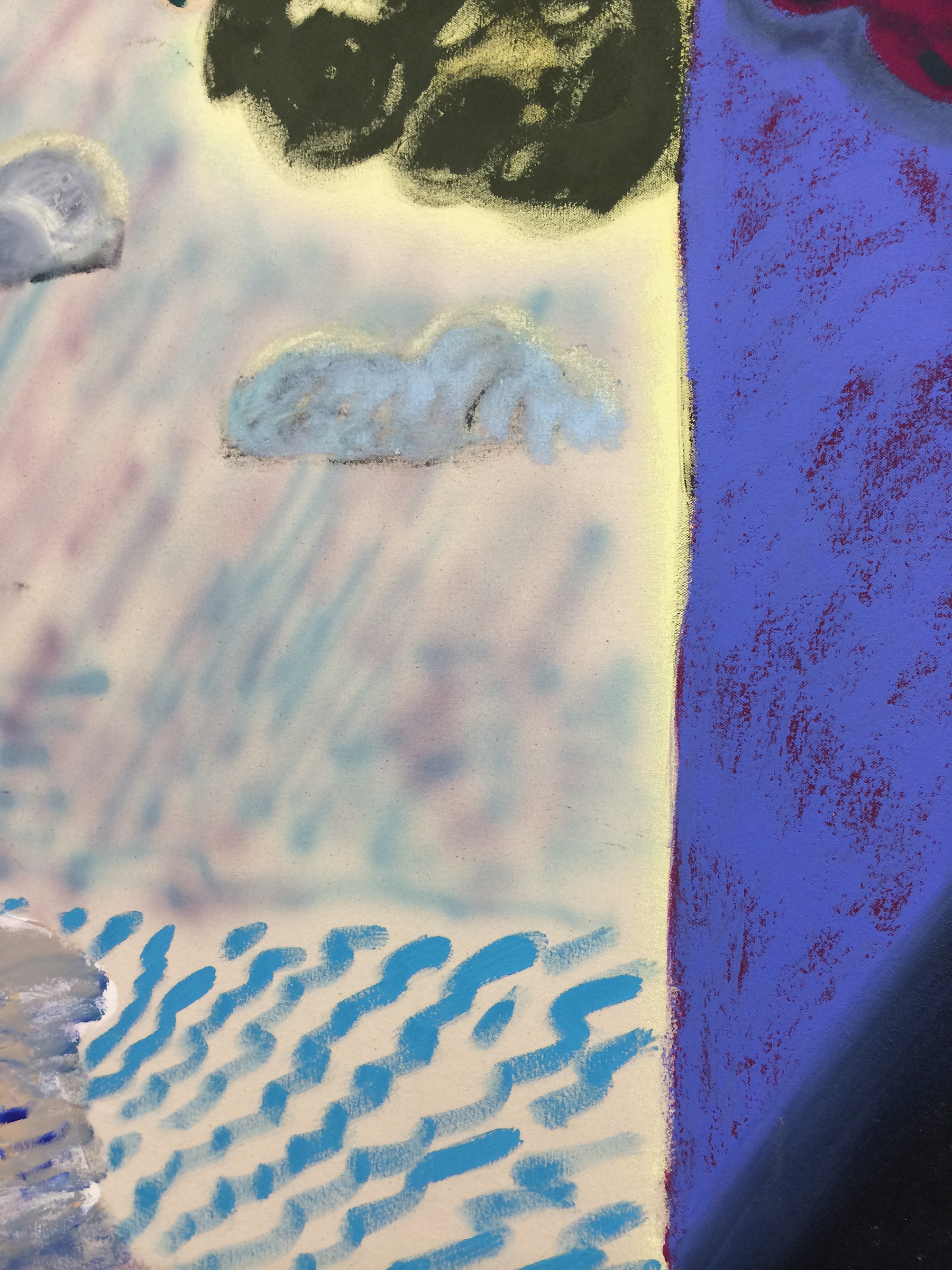 SHARA HUGHES (detail) Break Through , 2015, oil, acrylic, chalk and airbrush on canvas, 58" x 48"