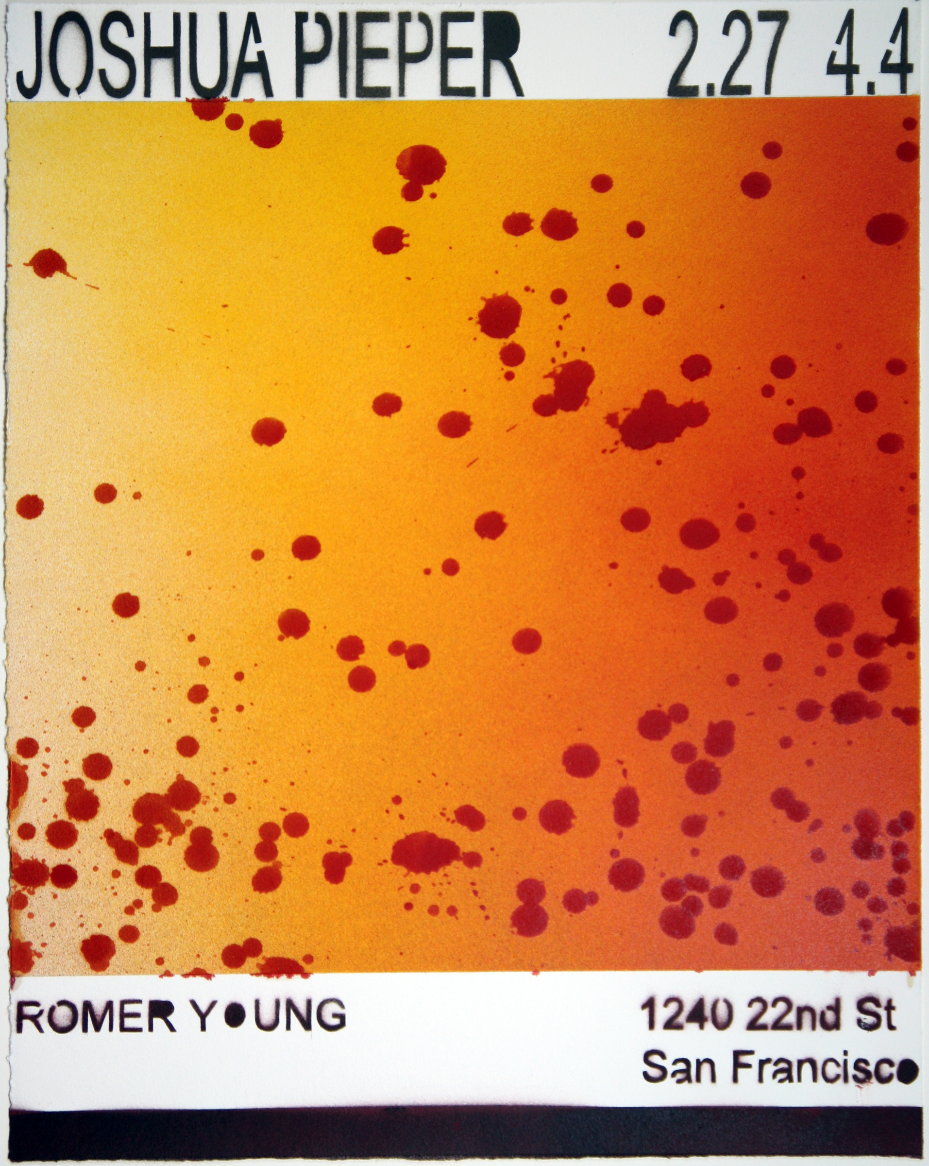   JOSHUA PIEPER   Poster 2 , 2015, spray enamel on cotton rag with frame, 21" x 17" 