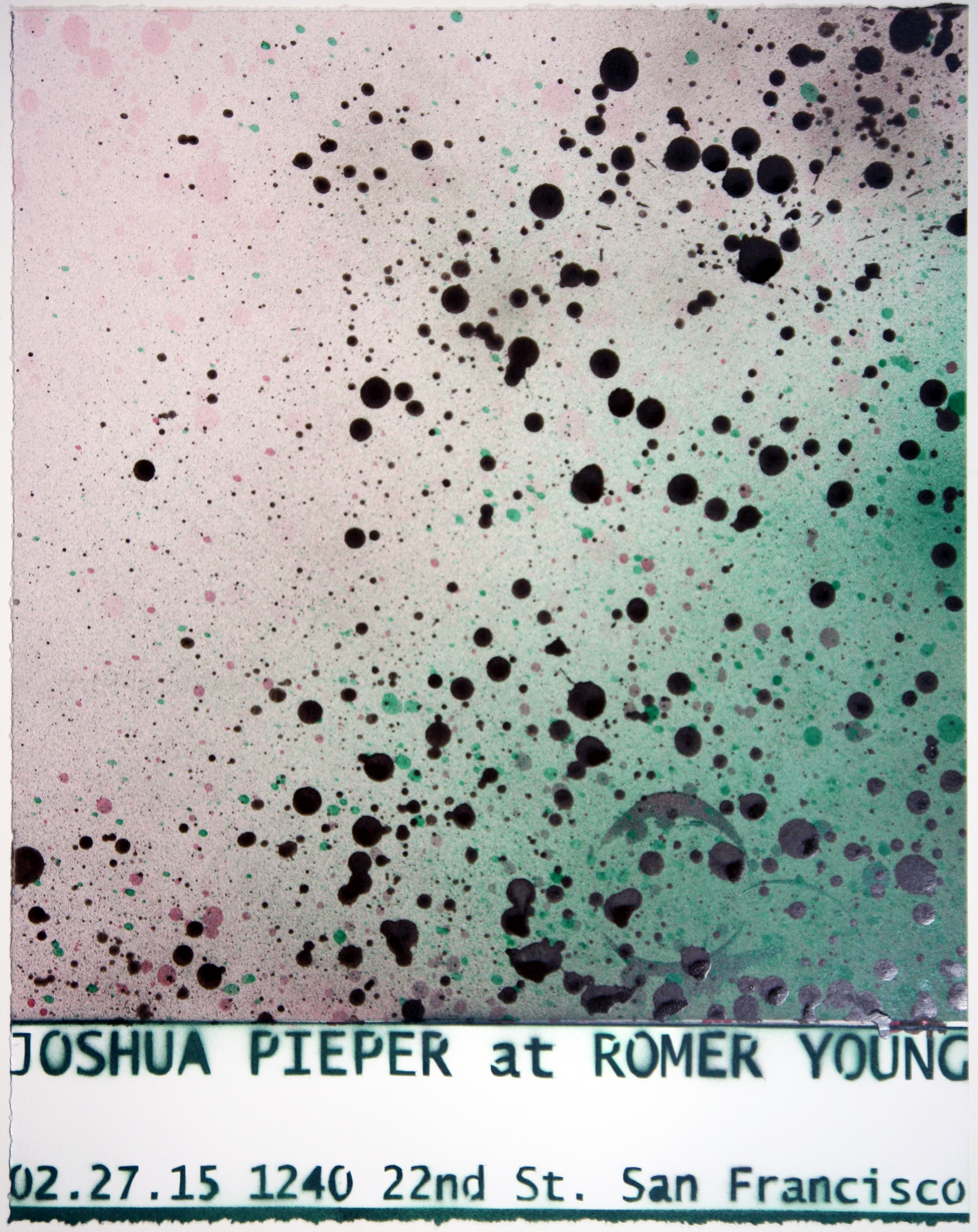 JOSHUA PIEPER Poster 7 , 2015, spray enamel on cotton rag with frame, 21" x 17"