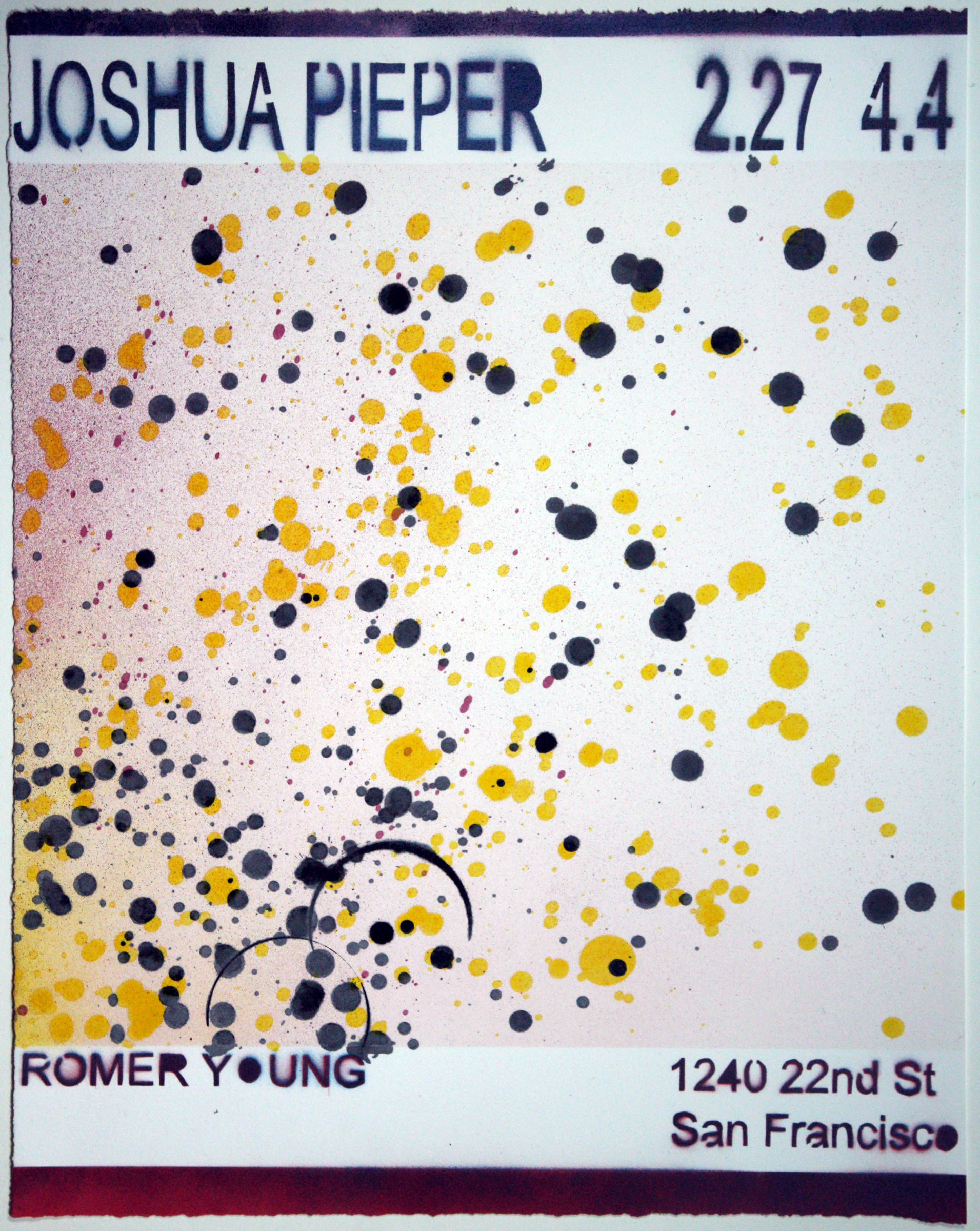   JOSHUA PIEPER   Poster 9 , 2015, spray enamel on cotton rag with frame, 21" x 17" 