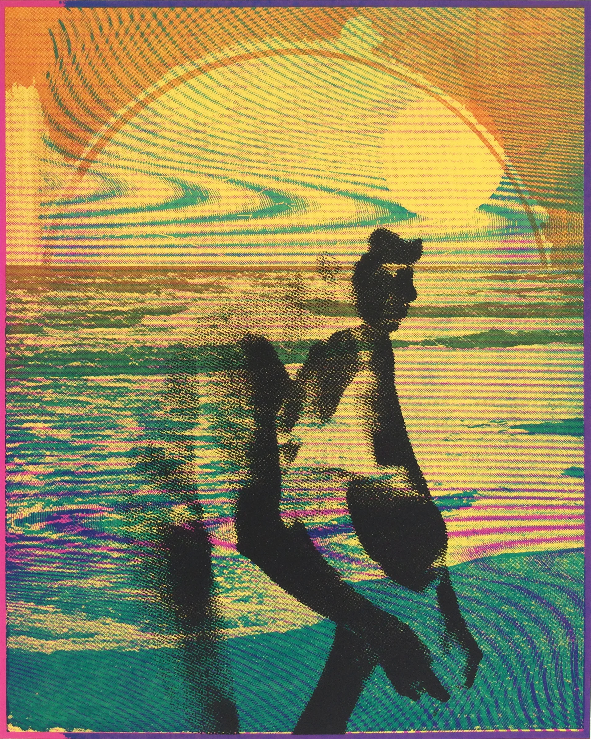GWENAËL RATTKE Figure (Static) , unique silkscreen on paper (1 of 1), 22.5" x 18.5", 2014