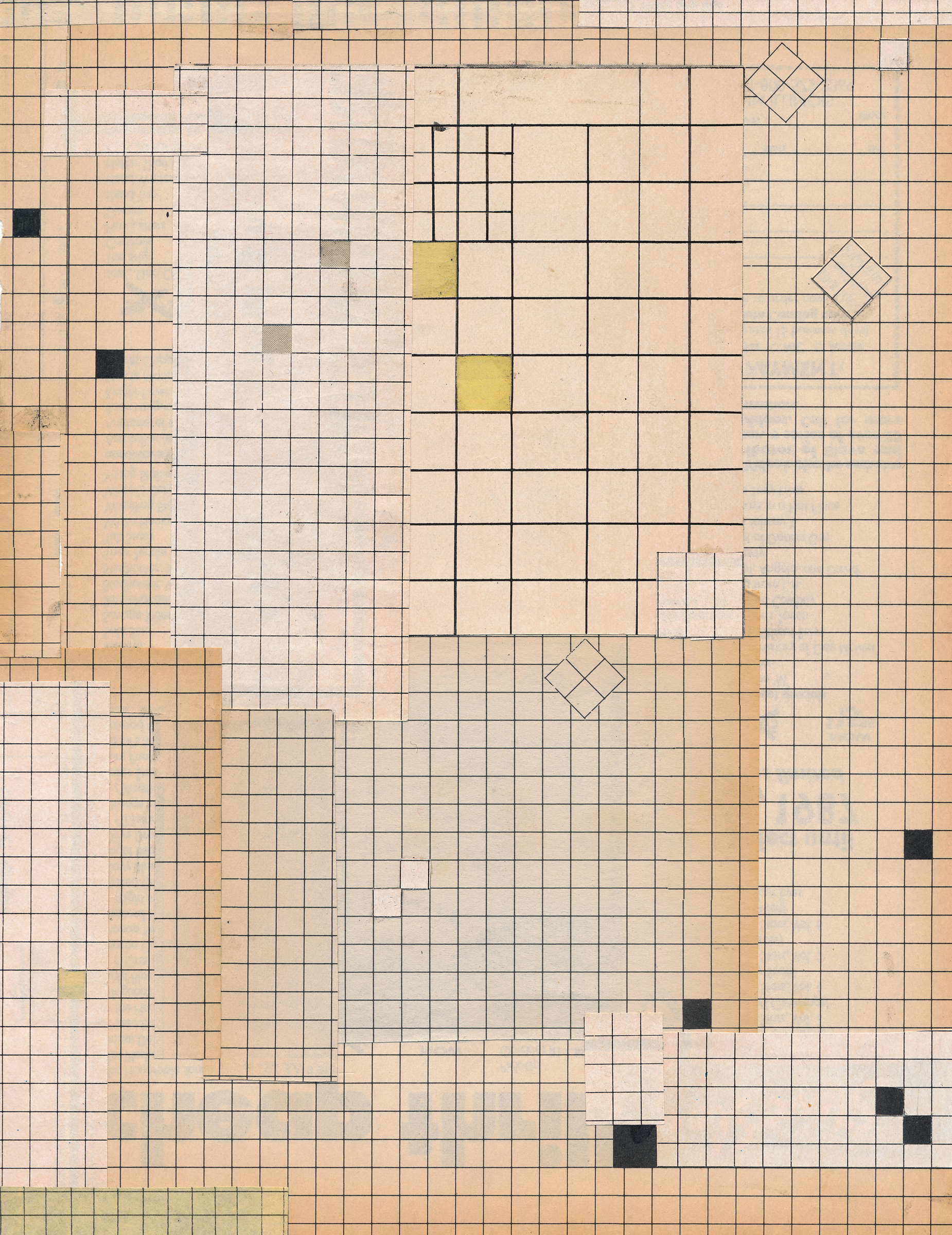 GWENAËL RATTKE Grid Concepts , collage on paper, 13.25" x 10.75", 2015
