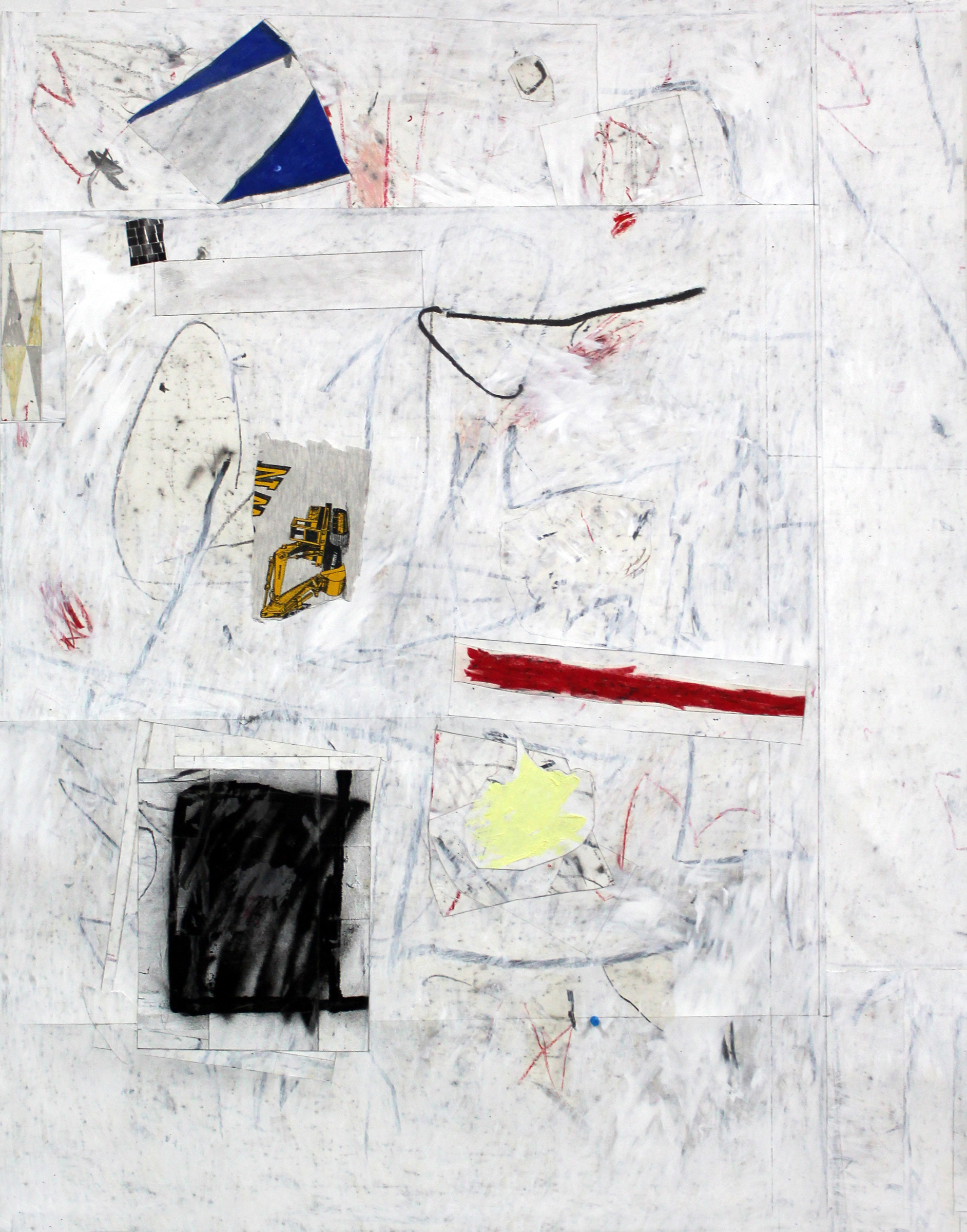   JOSEPH HART   Excavator , collaged paper, acrylic, oil crayon and graphite on paper, 52" x 42", 2013 