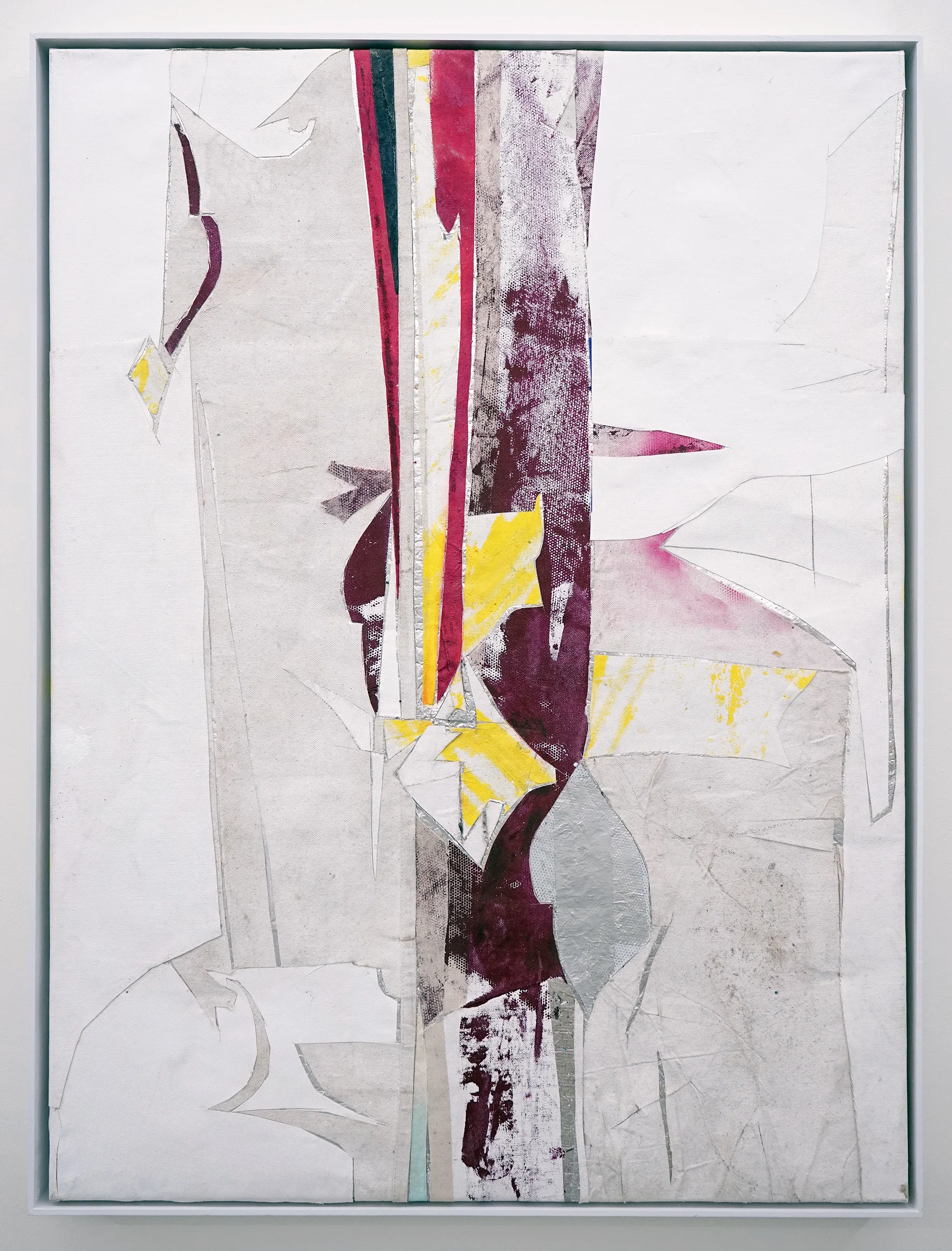RYAN WALLACE Untitled (Lenakaeia) 2 , oil, enamel, acrylic, vinyl, aluminum, fiberglass, paper, canvas, linen, 40" x 30", 2017