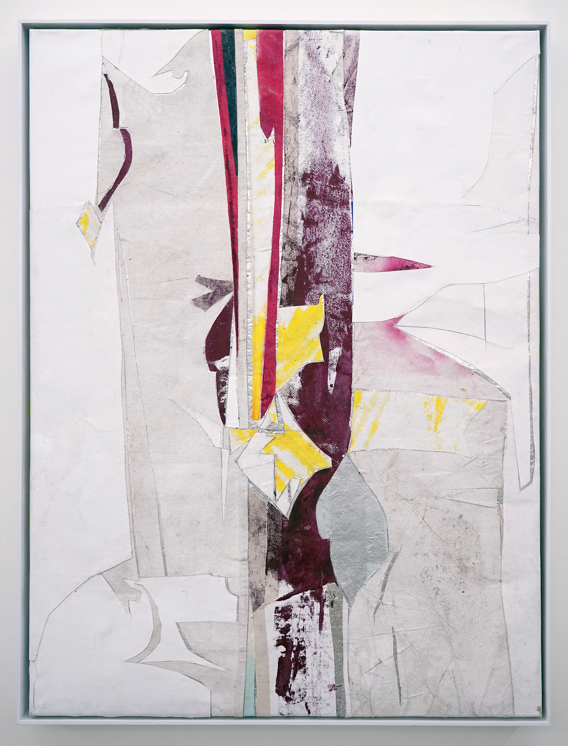   RYAN WALLACE   Untitled (Lenakaeia) 2 , oil, enamel, acrylic, vinyl, aluminum, fiberglass, paper, canvas, linen, 40" x 30", 2017 