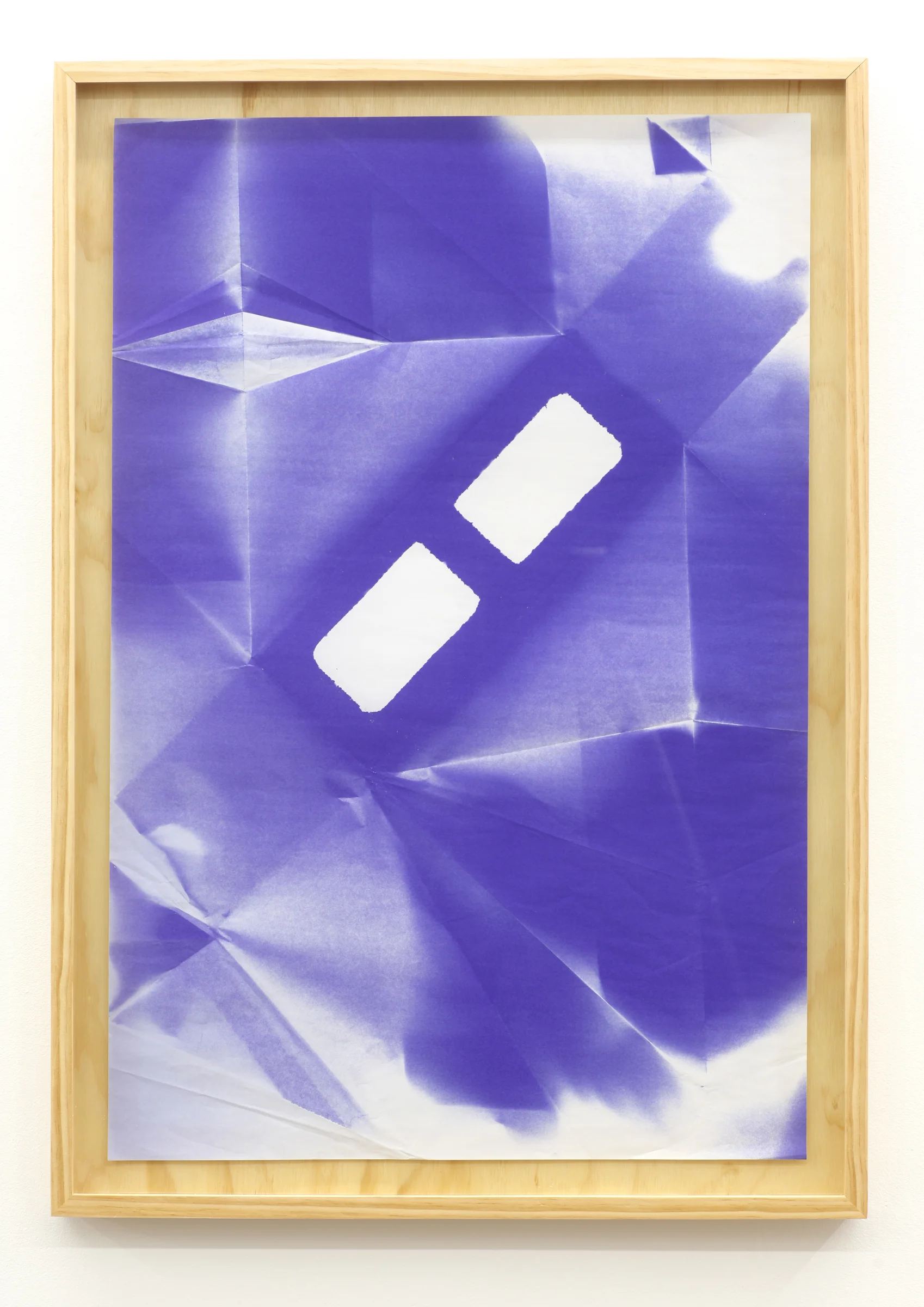 WITH CINDER BLOCKS WE FLATTEN OUR PHOTOGRAPHS Jonathan Runico, Untitled (C.M.U.) , Diazo blueprint and artist built custom plywood frame, 40" x 28" x 3", 2013