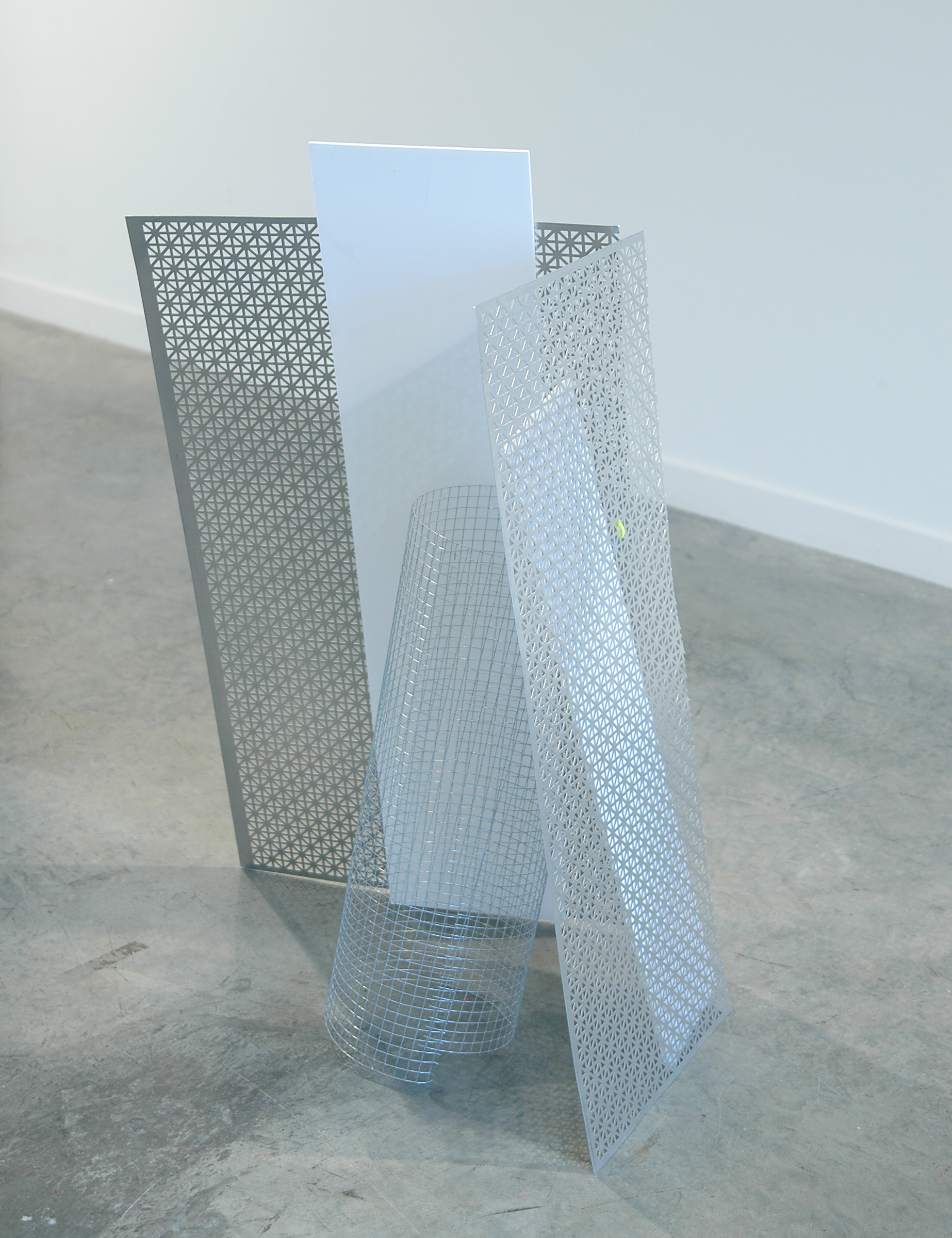 ALICE CATTANEO Forma cercata per non cercarla, 2013, foam board, iron netting, cable ties, perforated aluminium, 39" x 22" x 16"
