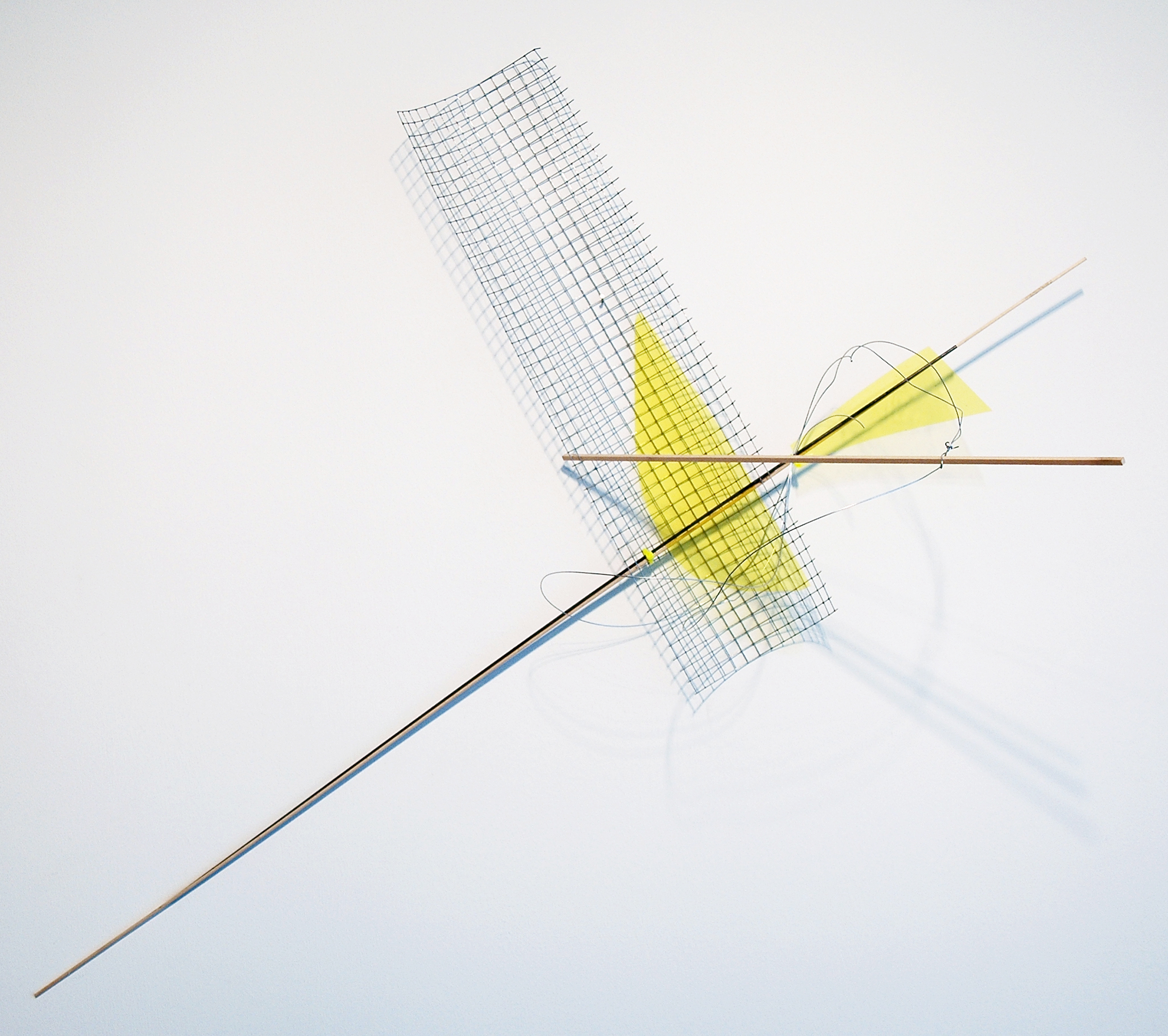 ALICE CATTANEO Untitled , 2013, iron netting, balsa wood, iron, yellow acetate, cable ties, wire, 37.5" x 40" x 17.5"