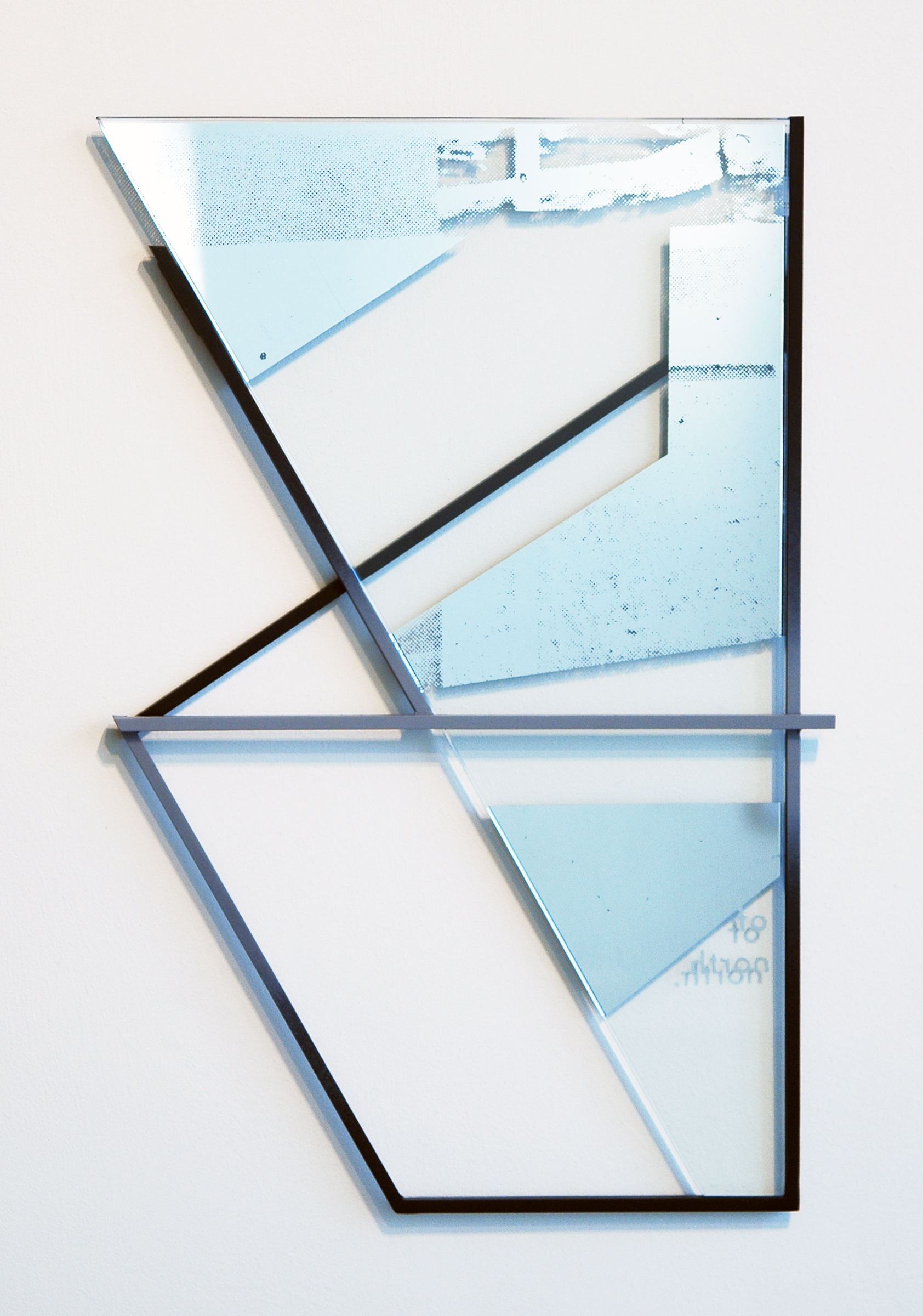   JONATHAN RUNCIO   Untitled , mirror, screen-print, steel and paint, 19" x 12.5", 2013 