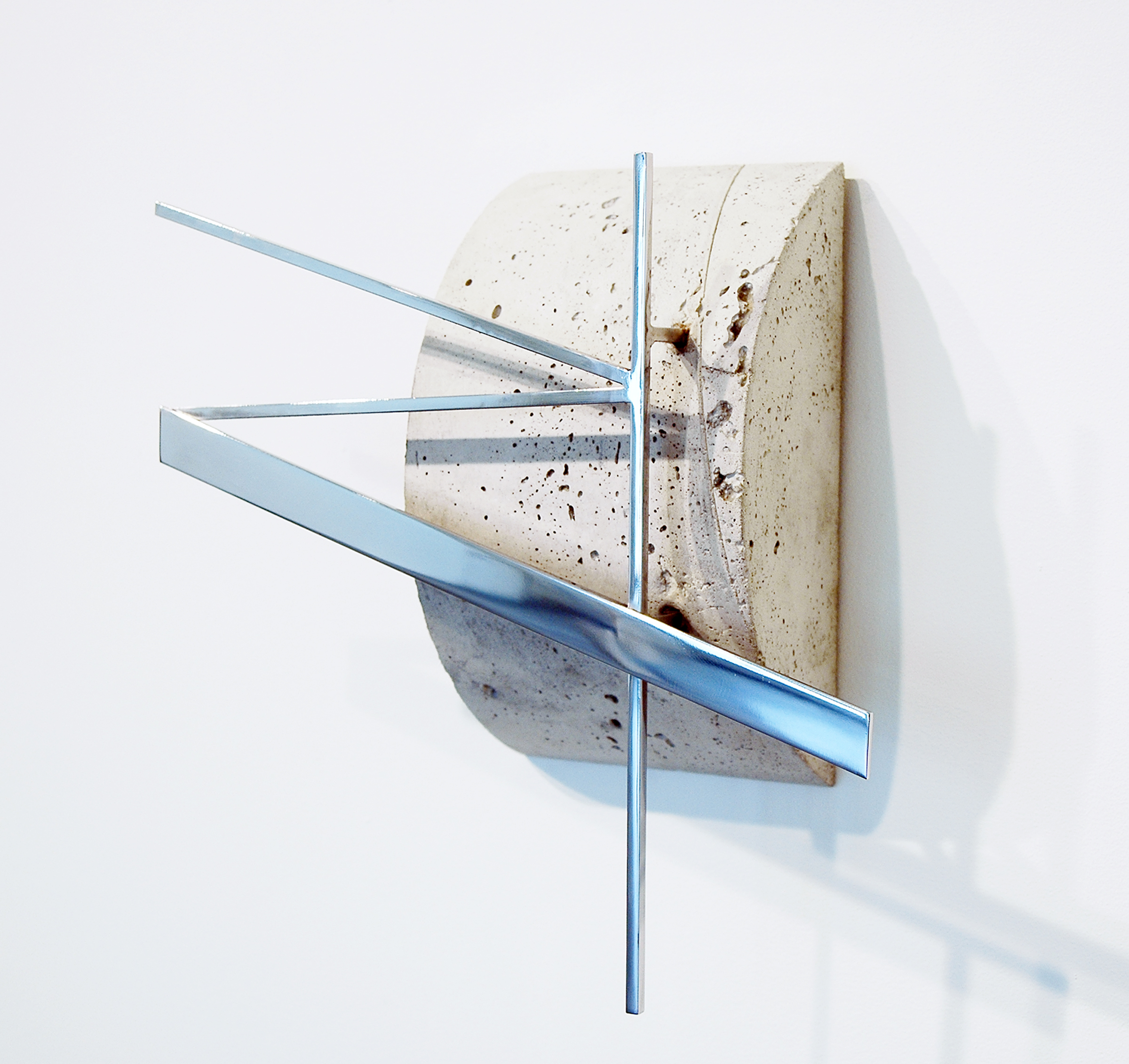 JONATHAN RUNCIO (side view) Untitled , concrete, stainless steel, 14.25" x 14.5" x 5", 2013