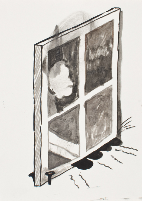   CHRISTOPH ROßNER   Fenster  (Window), india ink on paper, 11.75" x 8.25", 2011 