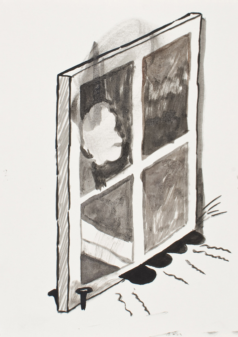 CHRISTOPH ROßNER Fenster (Window), india ink on paper, 11.75" x 8.25", 2011