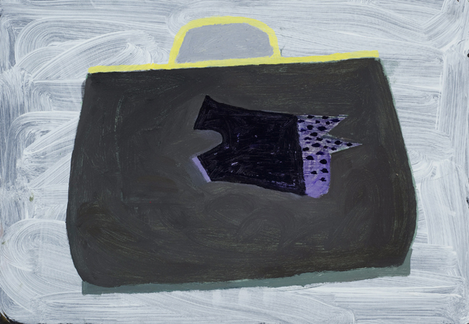 CHRISTOPH ROßNER Koffer (Suitcase), oil and acrylic on cardboard mounted to wood frame, 11.5" x 16.25", 2013