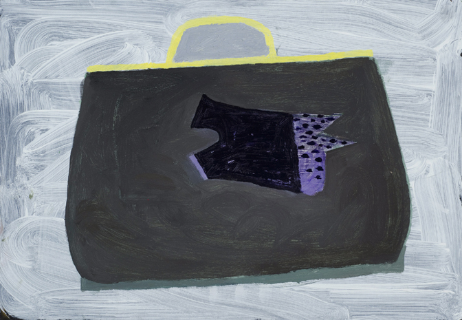   CHRISTOPH ROßNER   Koffer  (Suitcase), oil and acrylic on cardboard mounted to wood frame, 11.5" x 16.25", 2013 