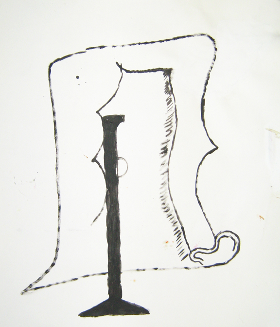 CHRISTOPH ROßNER Perücke (Wig), india ink on paper, 23" x19.75", 2013