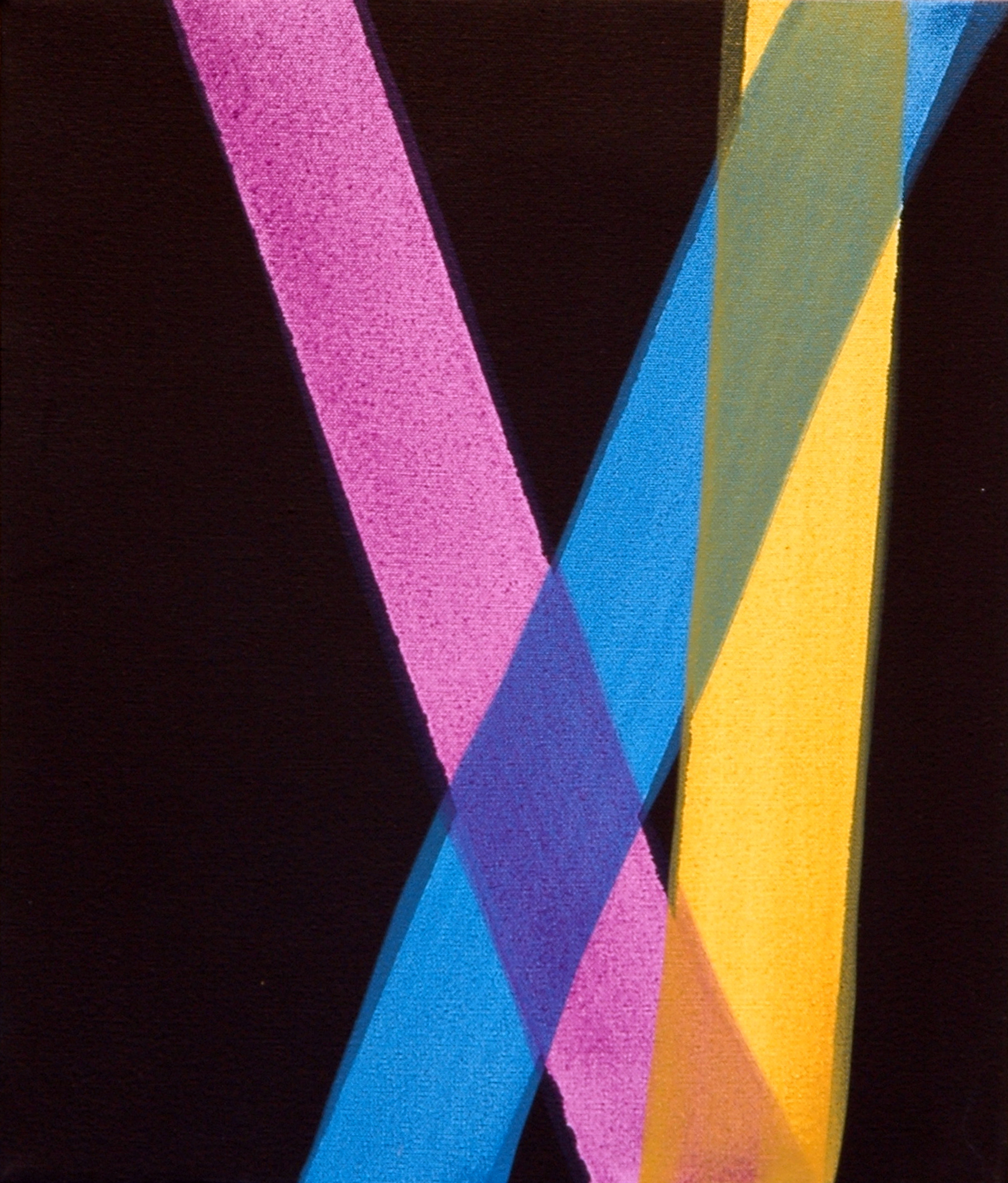   AMANDA CURRERI   Untitled , acrylic and black gesso on dyed fabric, 14" x 12", 2012 