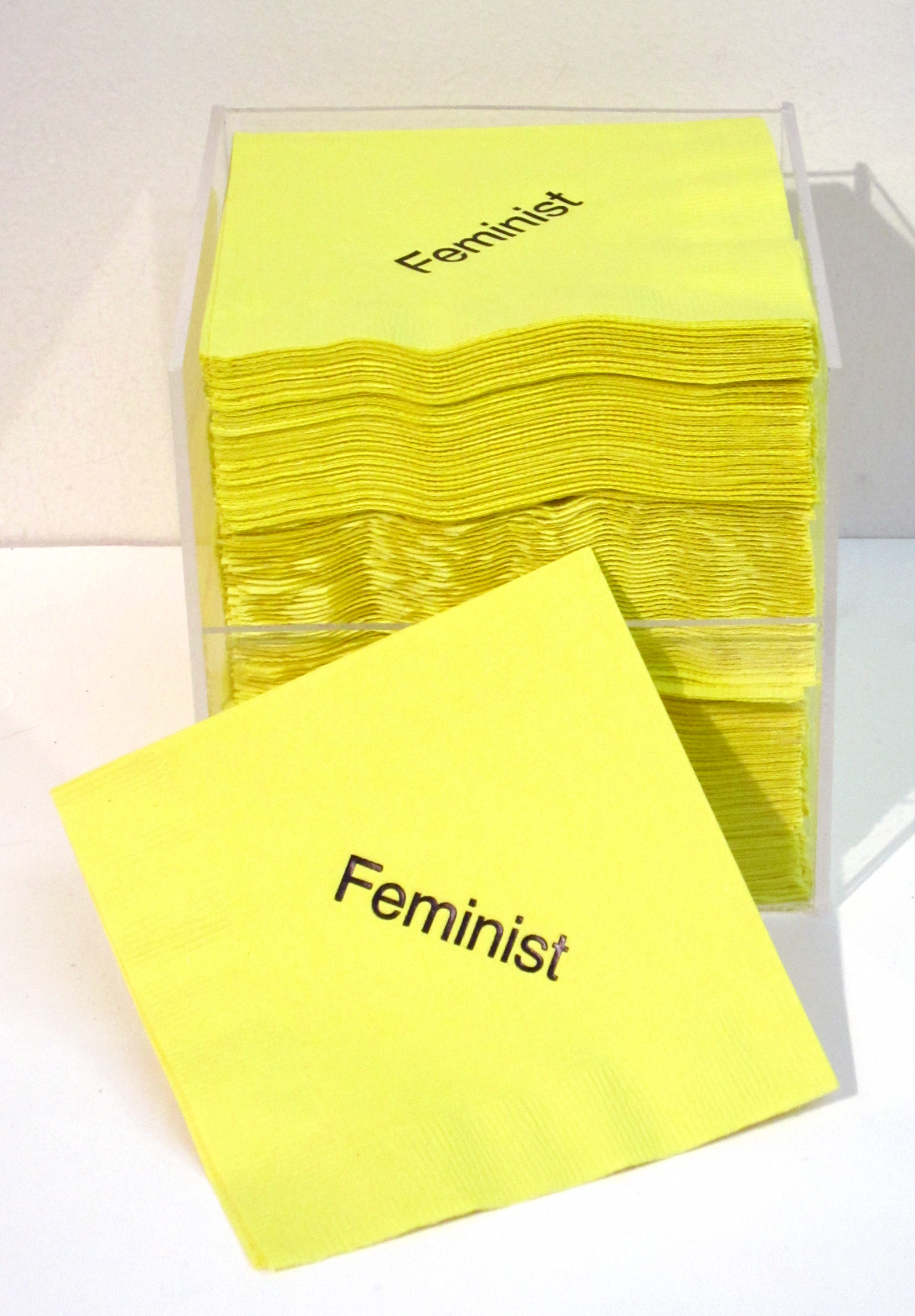 AMANDA CURRERI Feminist Napkins , printing ink on paper, 5" x 5", 2013