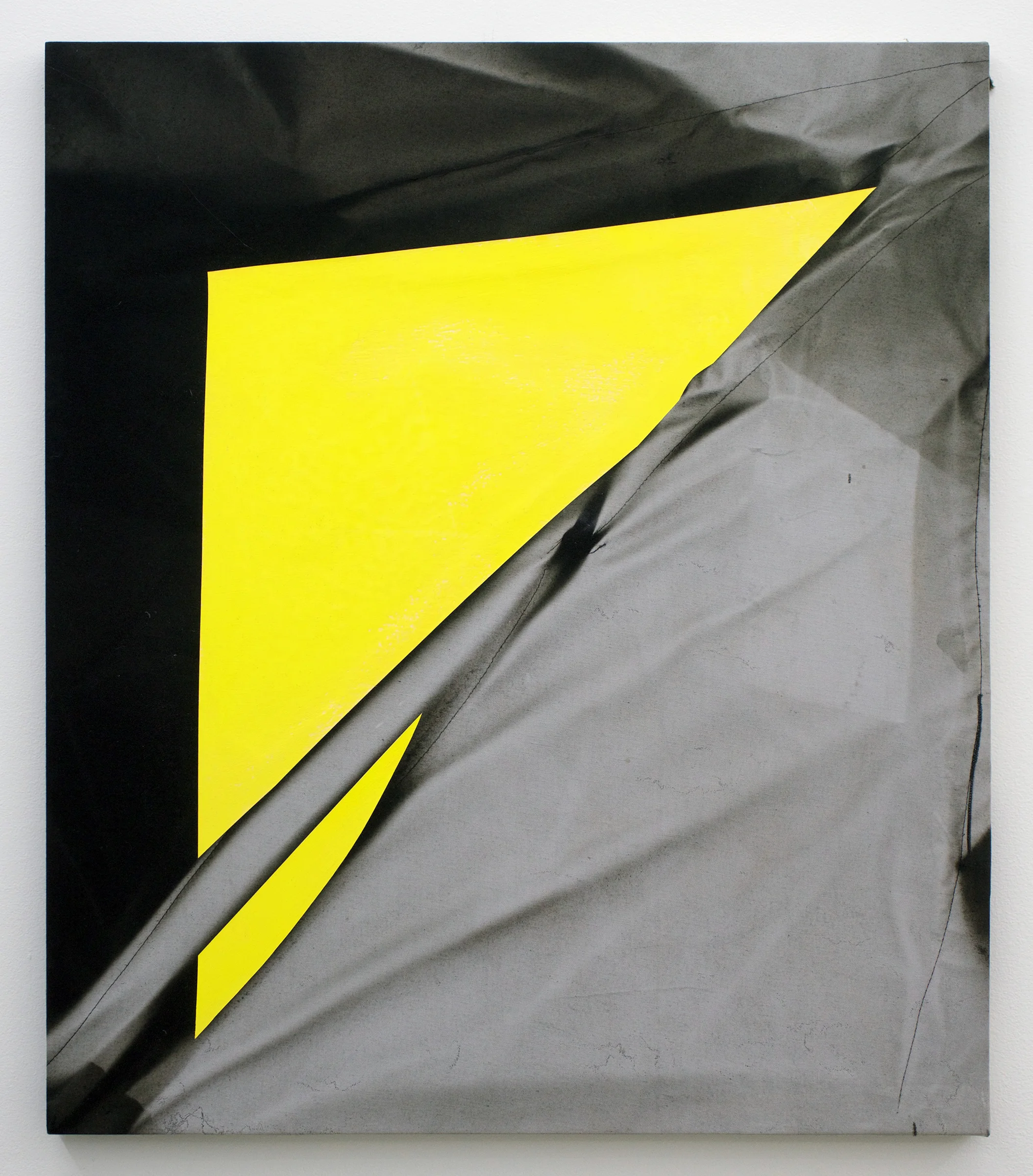 CHRIS DUNCAN Yellow (Winter to Summer, 2016) six-month exposure/Headlands , 2016, sun, time and acrylic on fabric, 28" x 24"