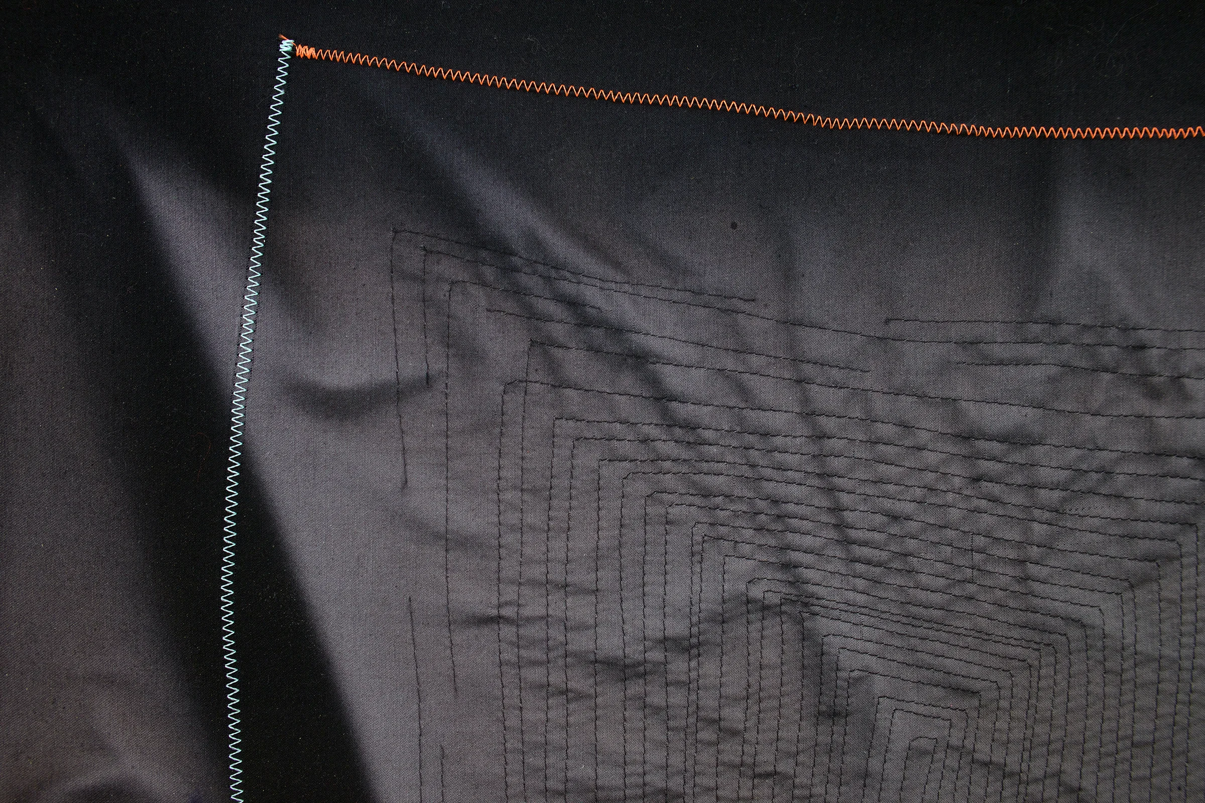 CHRIS DUNCAN (detail) Ghost Pattern #1 (Summer/Winter 2016) Six-Month Exposure/Oakland , 2017, sun, time and thread on fabric, 24 1/2" x 20 1/2"